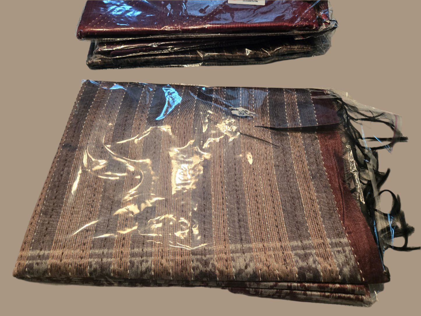 Art Silk Cotton Saree Cotton Saree Fancy Saree Ikkat Print Thread work Saree Coffee Brown