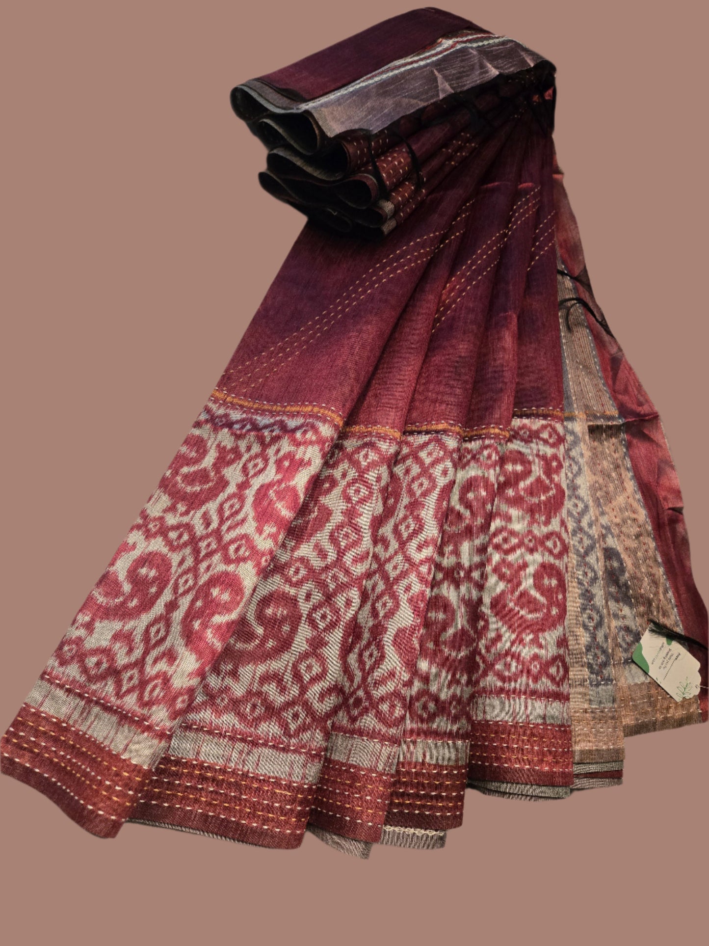 Art Silk Saree Cotton Saree Fancy Saree Ikkat Print Thread work Saree in Maroon