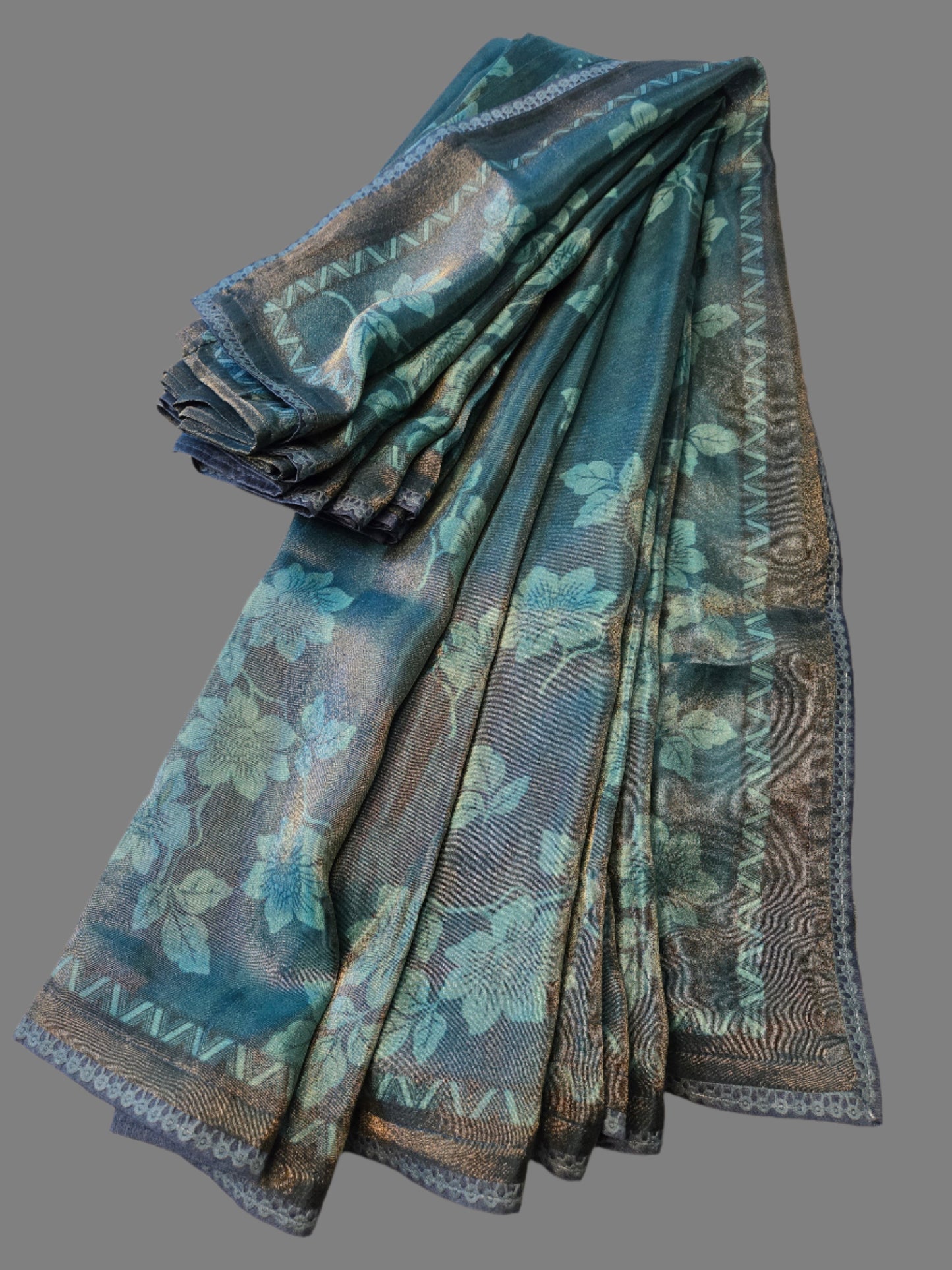 Tissue Saree Viscose Print Green