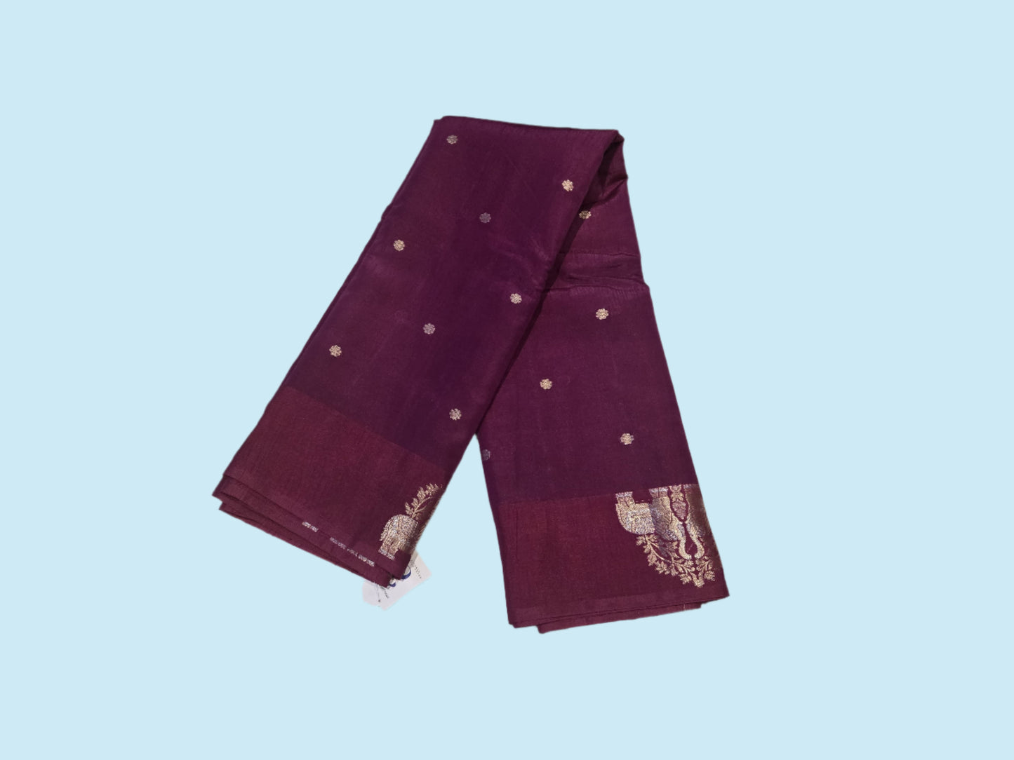 Semi Tussar Soft Silk Saree with Zari-Woven Buttas & Elephant Design Border Purple | Elegant Wedding & Festive Saree – Fast Shipping from USA