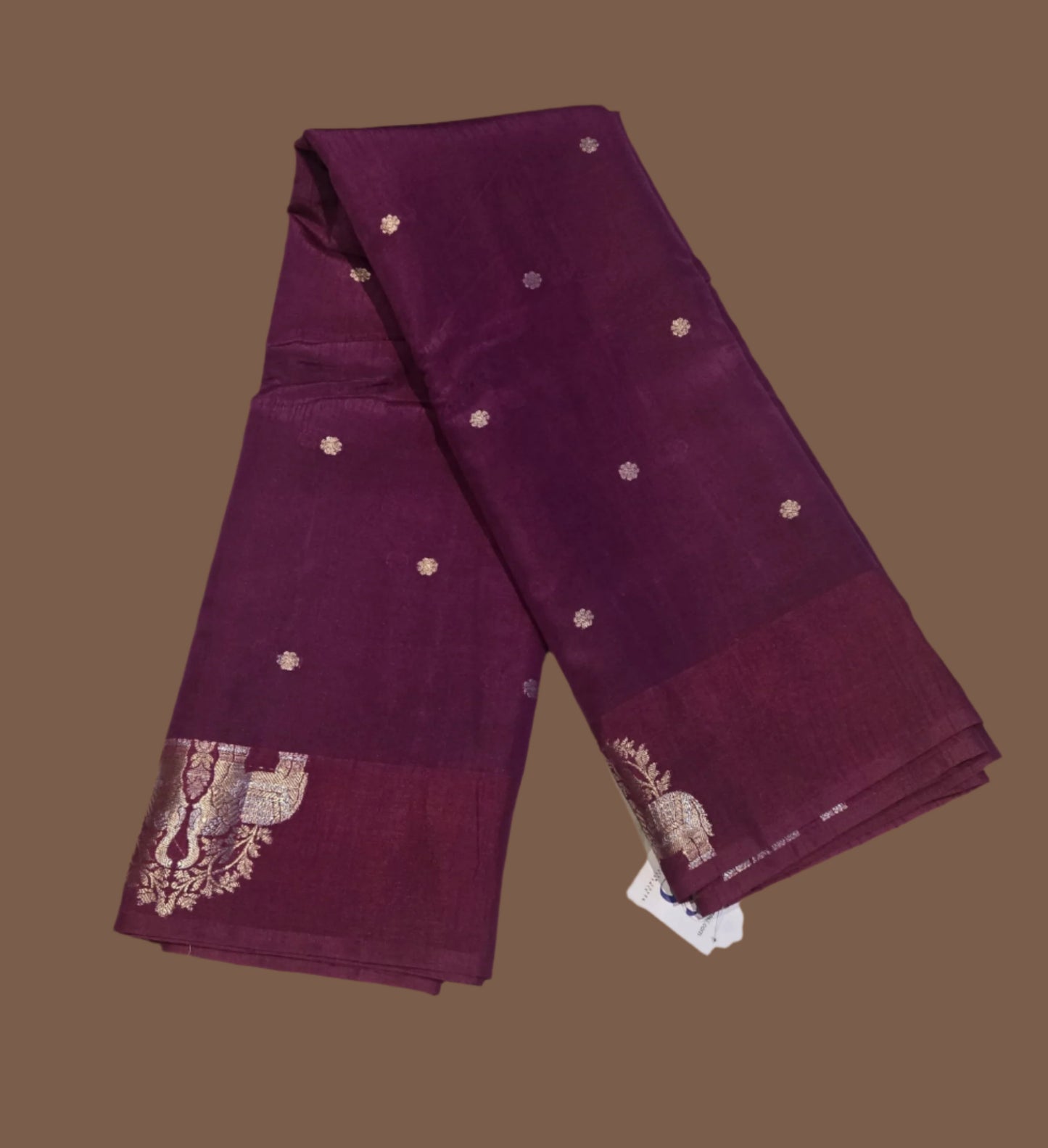 Semi Tussar Soft Silk Saree with Zari-Woven Buttas & Elephant Design Border Purple | Elegant Wedding & Festive Saree – Fast Shipping from USA