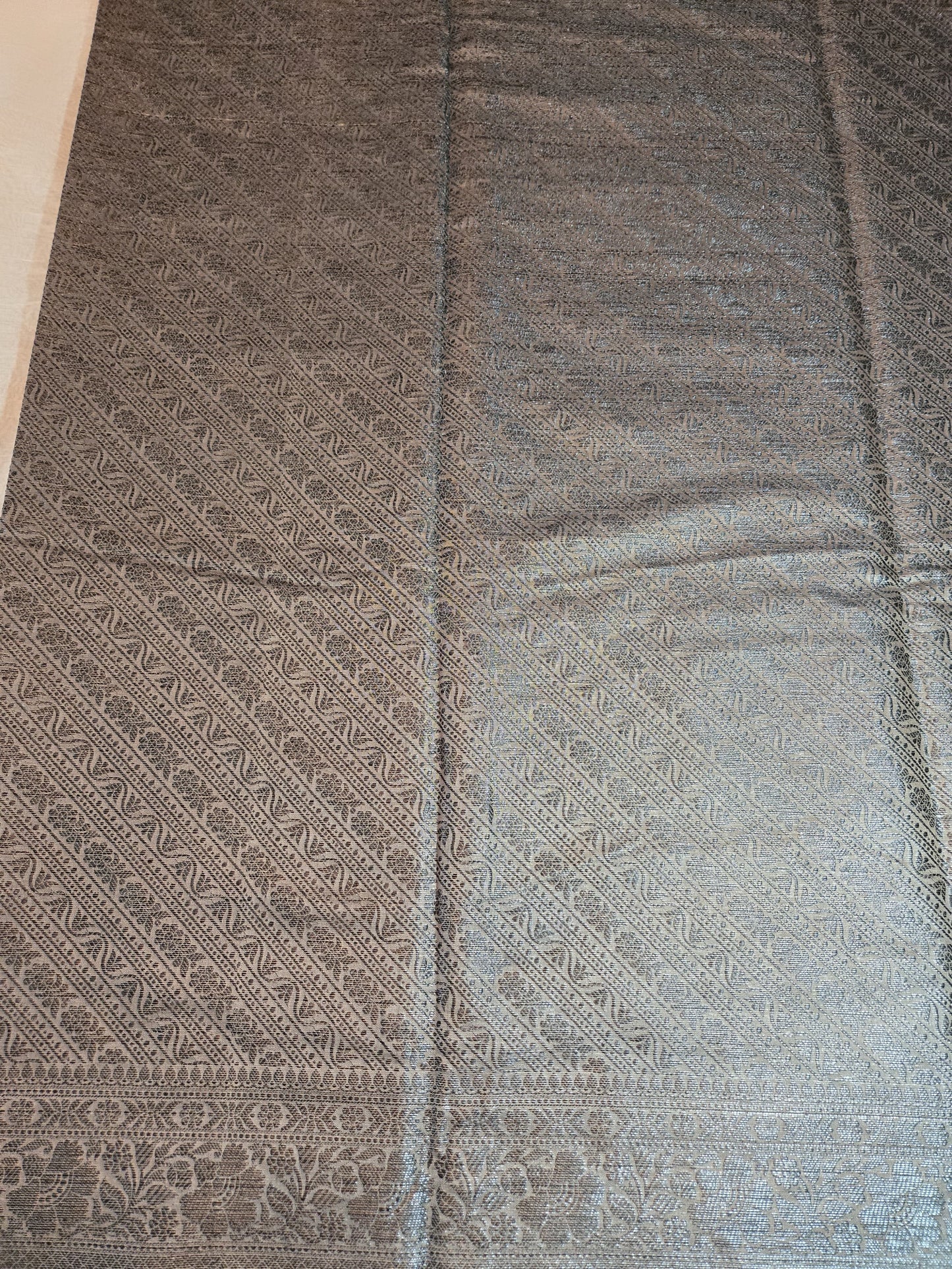 Black Embrodery Design Banarasi Border Light Grey Soft Georgette Banarasi Saree