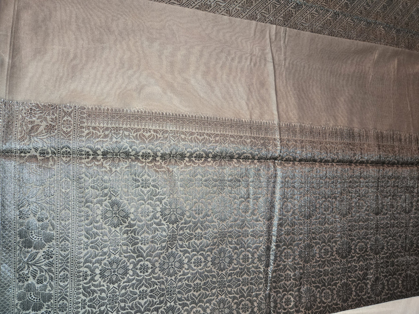 Black Embrodery Design Banarasi Border Light Grey Soft Georgette Banarasi Saree