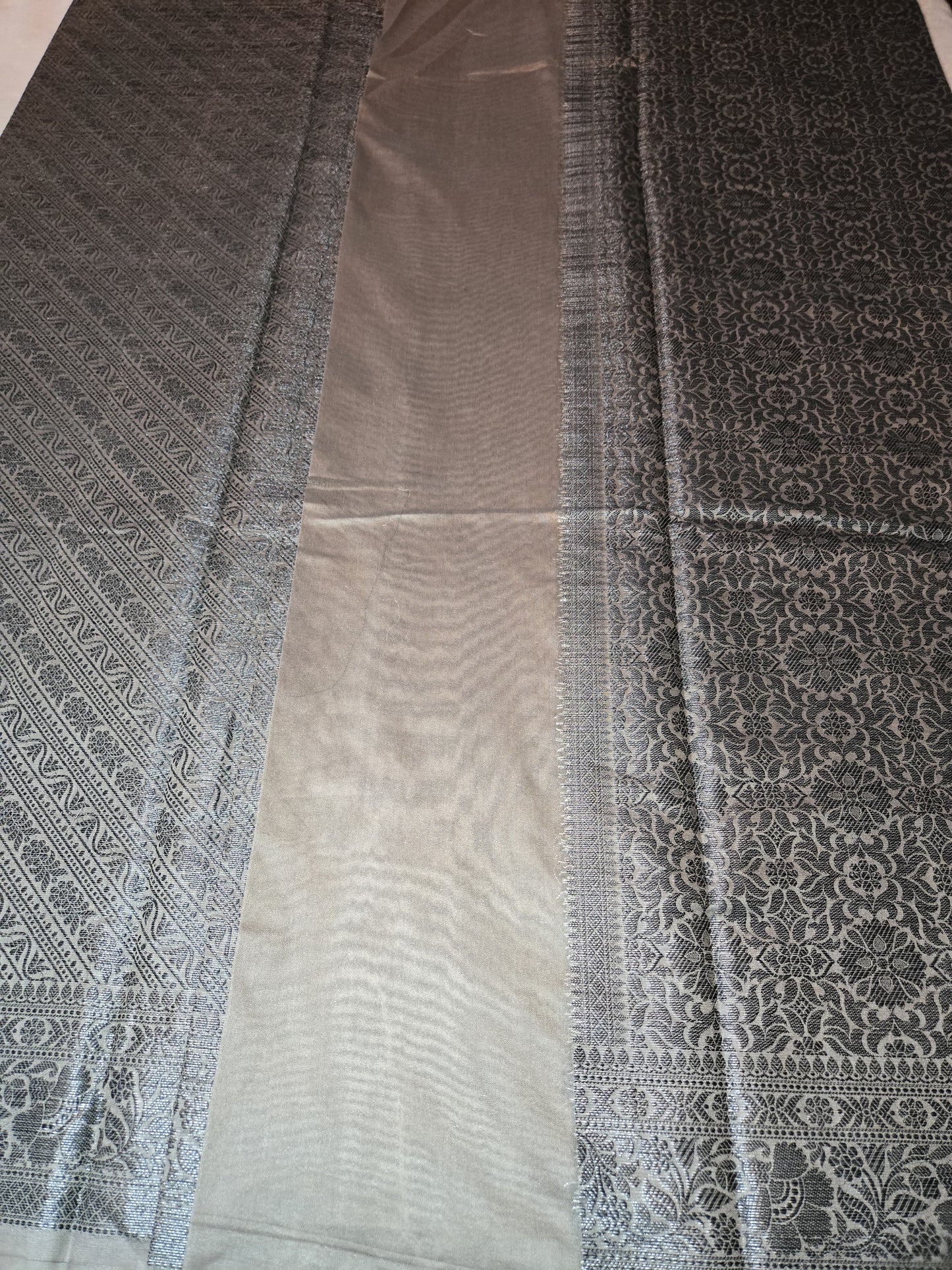 Black Embrodery Design Banarasi Border Light Grey Soft Georgette Banarasi Saree