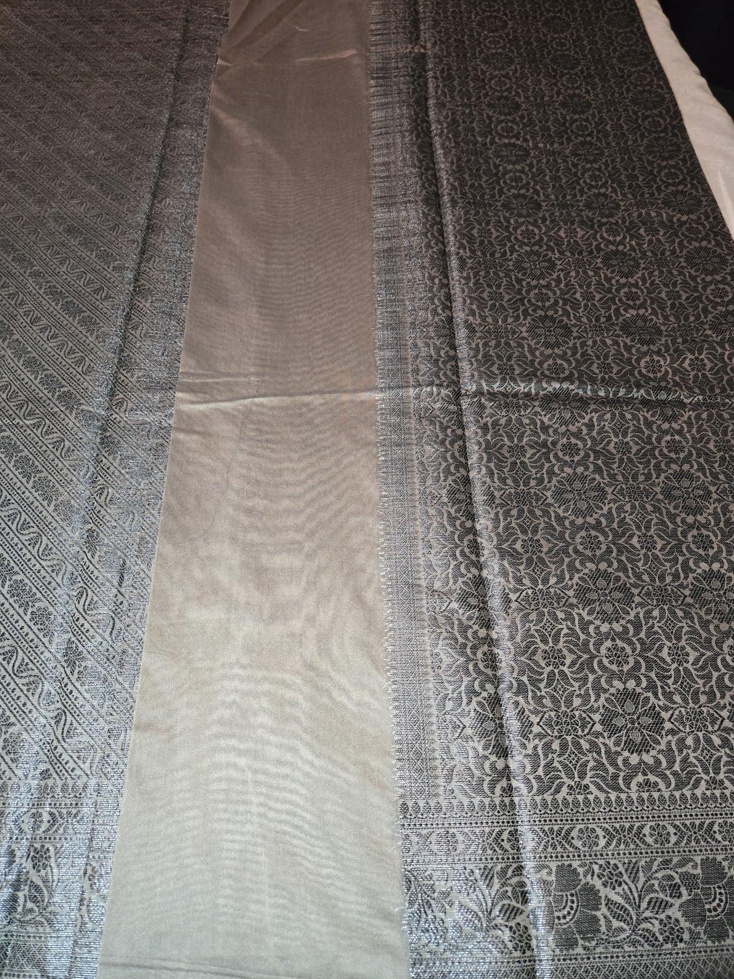Black Embrodery Design Banarasi Border Light Grey Soft Georgette Banarasi Saree