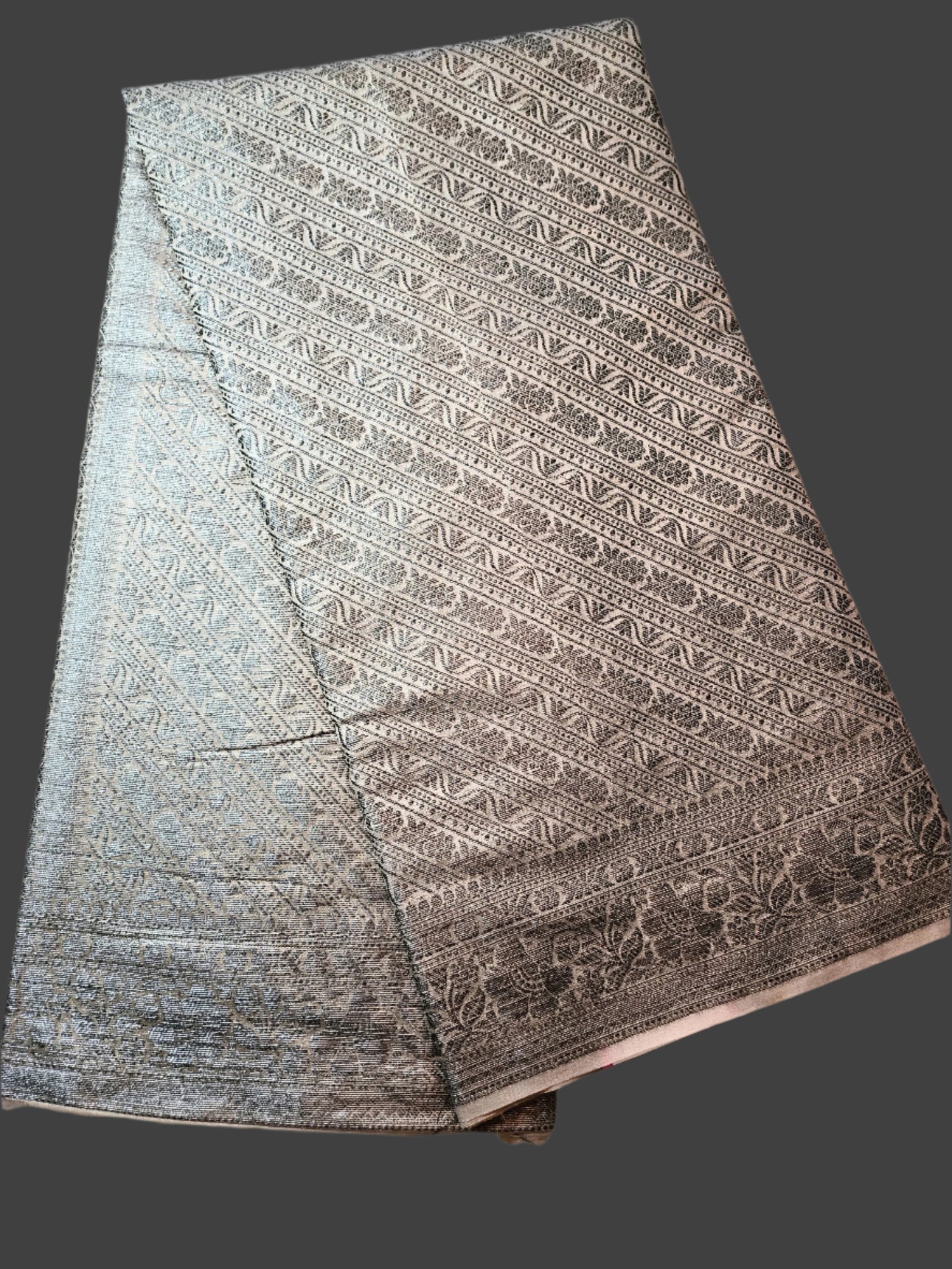 Black Embrodery Design Banarasi Border Light Grey Soft Georgette Banarasi Saree