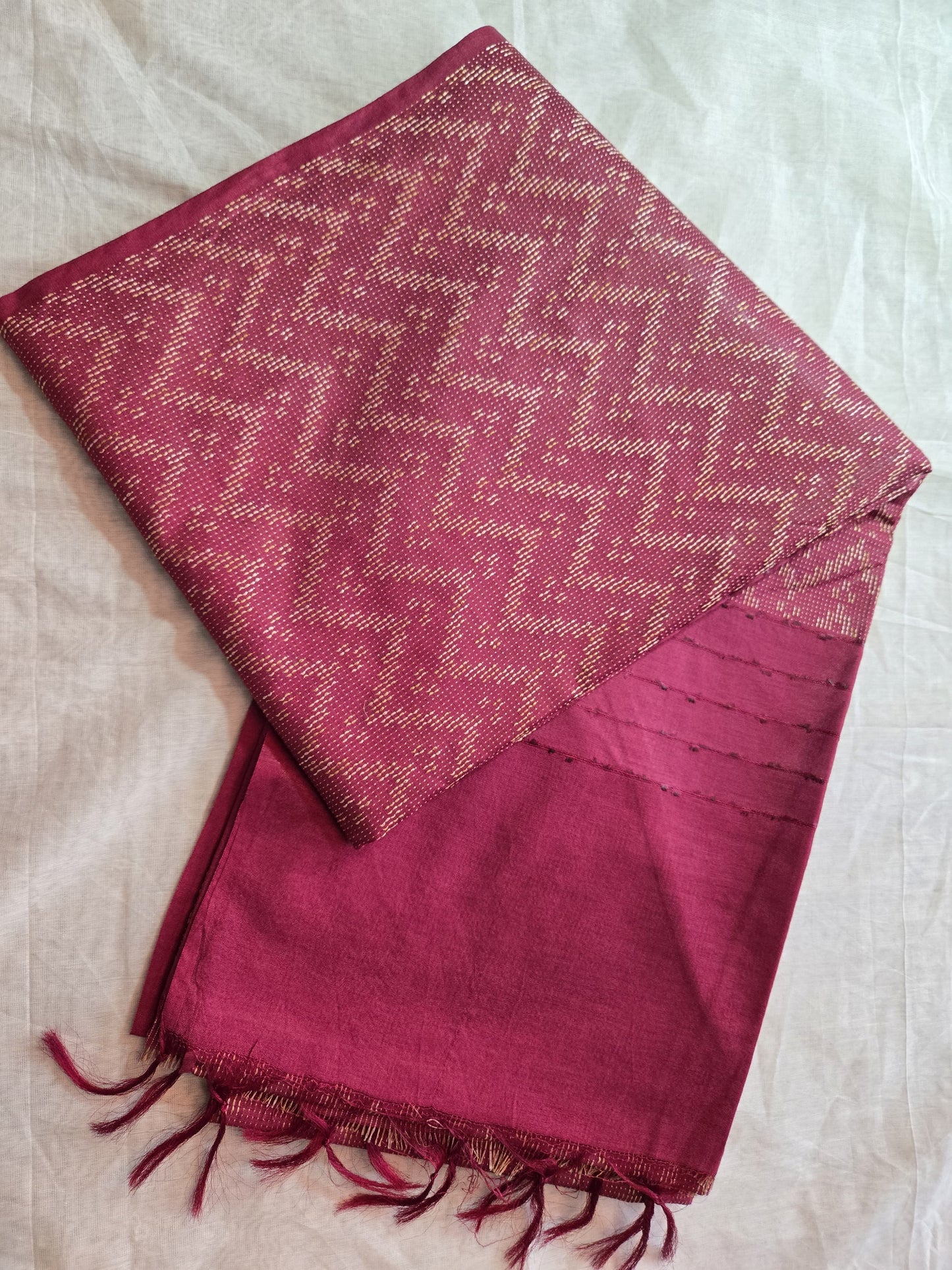 Allover Thread Work Semi Tussar Silk Saree in Maroon | Soft Silk Saree USA |Maroon Silk Saree for Wedding & Festive Wear