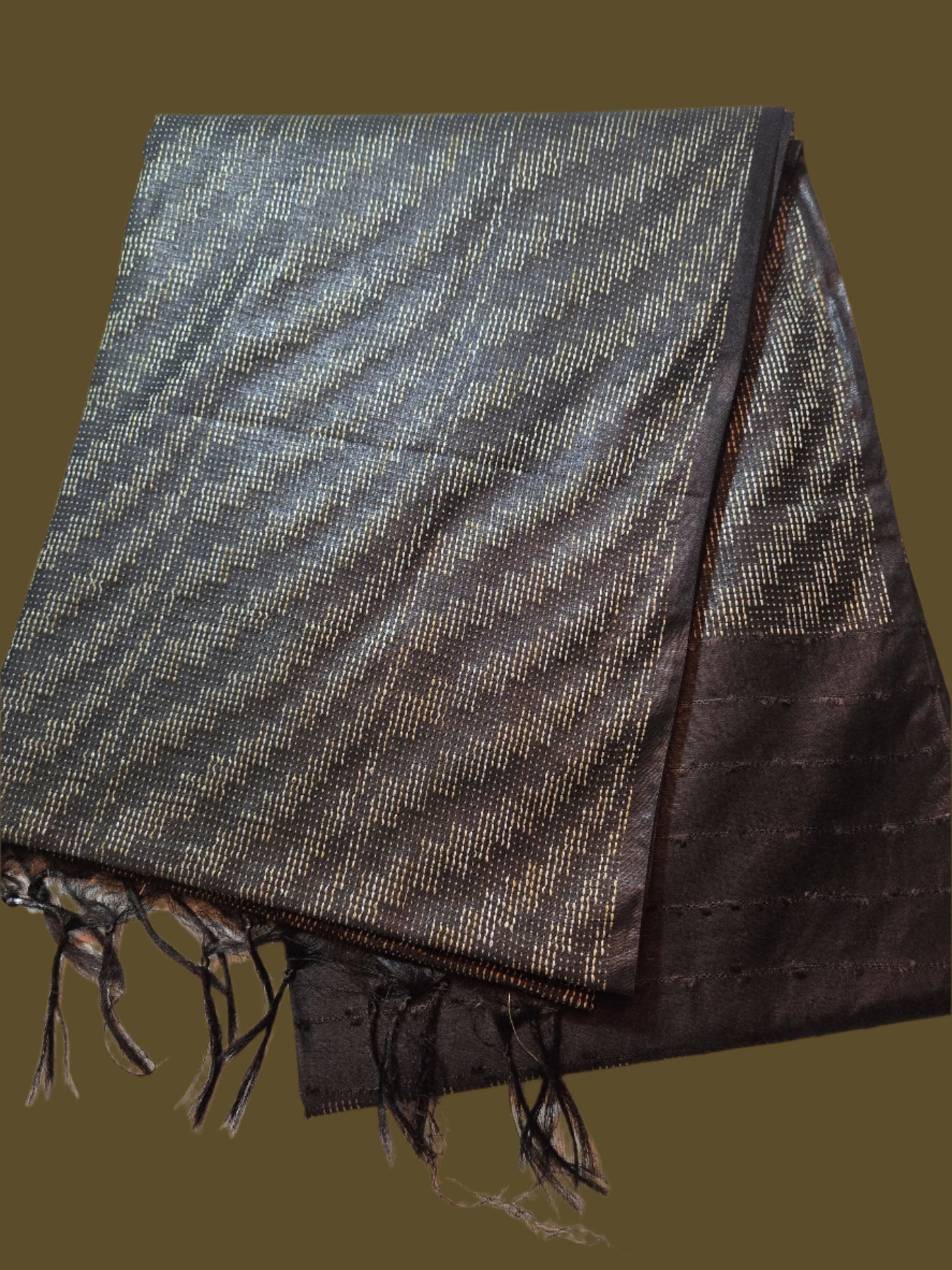Allover Thread Work Semi Tussar Silk Saree in Black | Soft Silk Saree | Black Silk Saree for Wedding & Festive Wear – USA