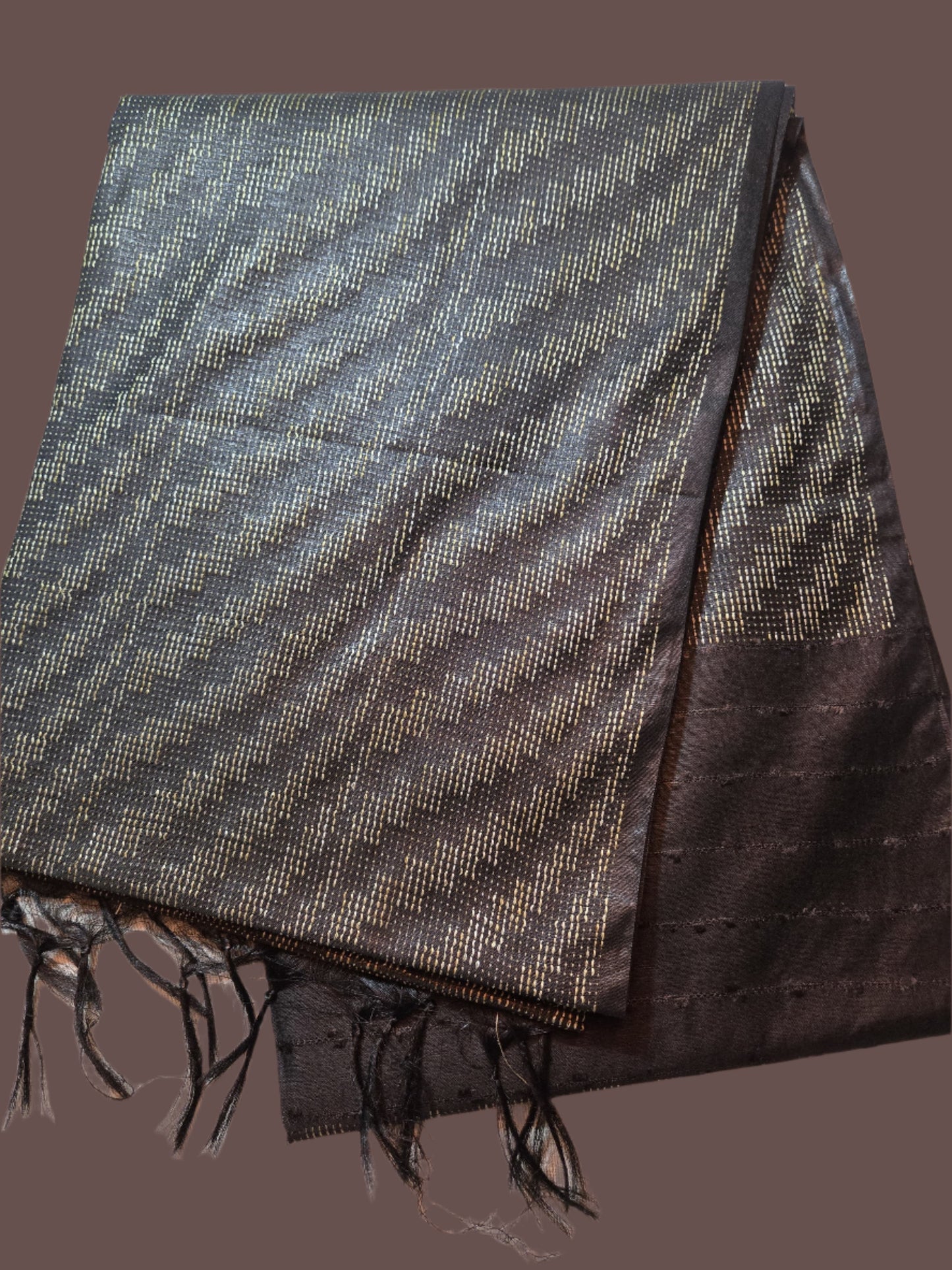 Allover Thread Work Semi Tussar Silk Saree in Black | Soft Silk Saree | Black Silk Saree for Wedding & Festive Wear – USA