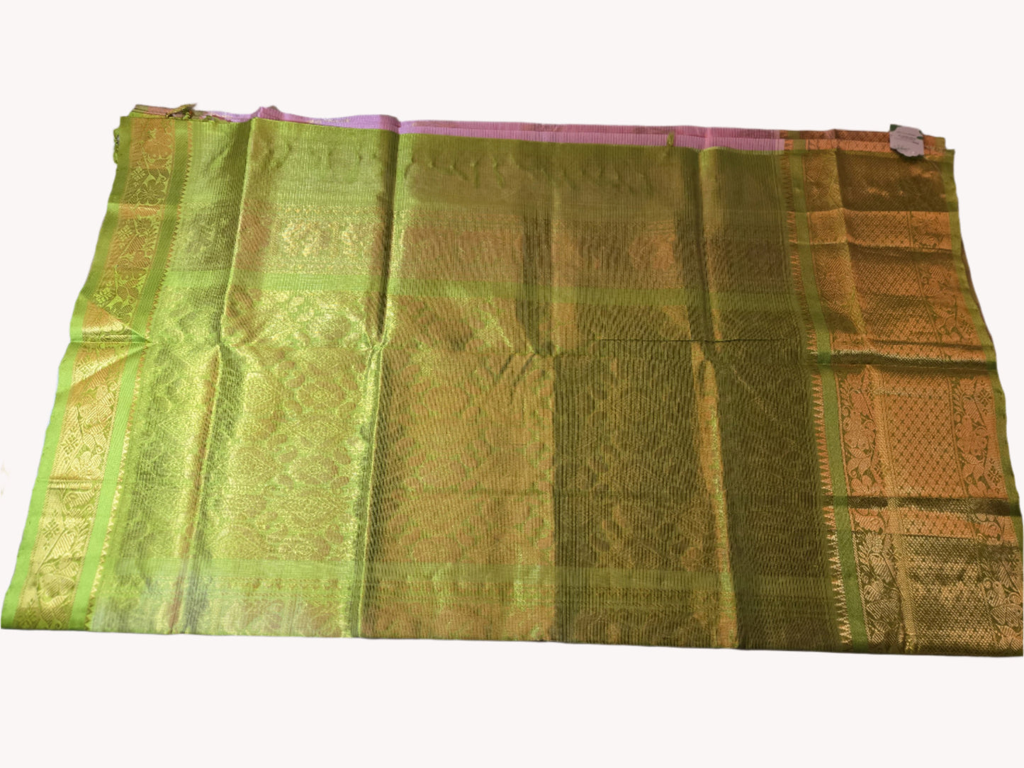Pattu Handloom Saree in Pink with Green Contrast Border – Pure Silk Elegance for Festive Wear
