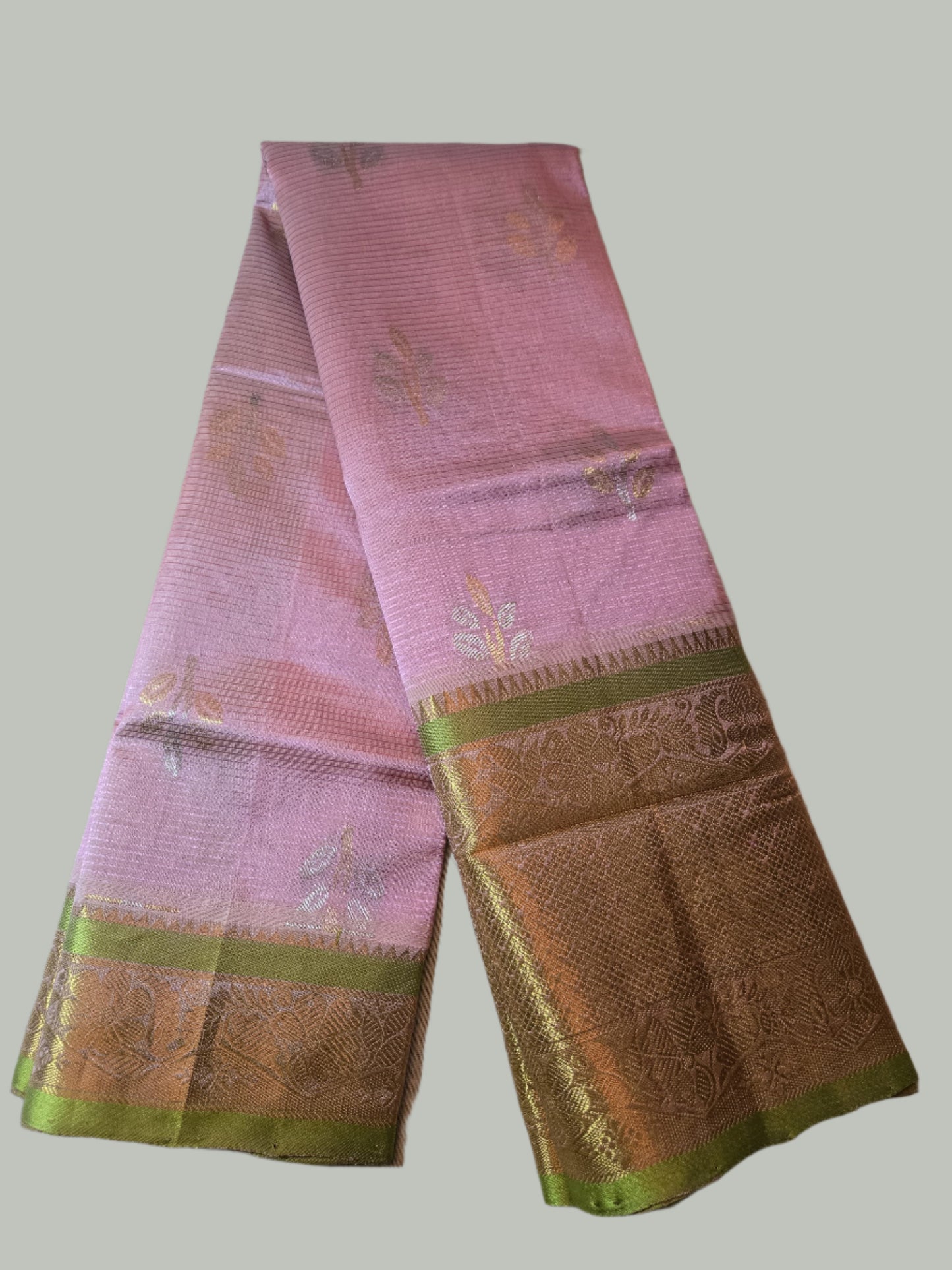 Pattu Handloom Saree in Pink with Green Contrast Border – Pure Silk Elegance for Festive Wear