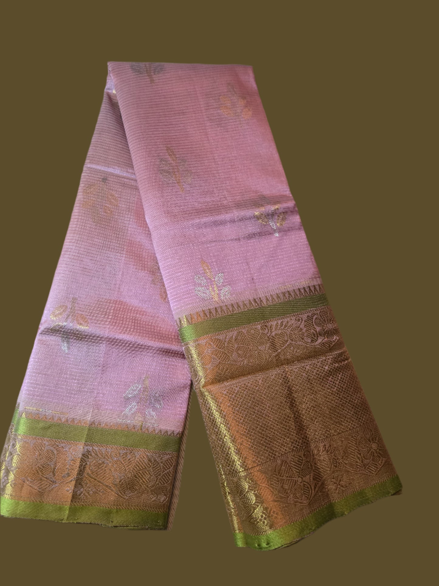 Pattu Handloom Saree in Pink with Green Contrast Border – Pure Silk Elegance for Festive Wear