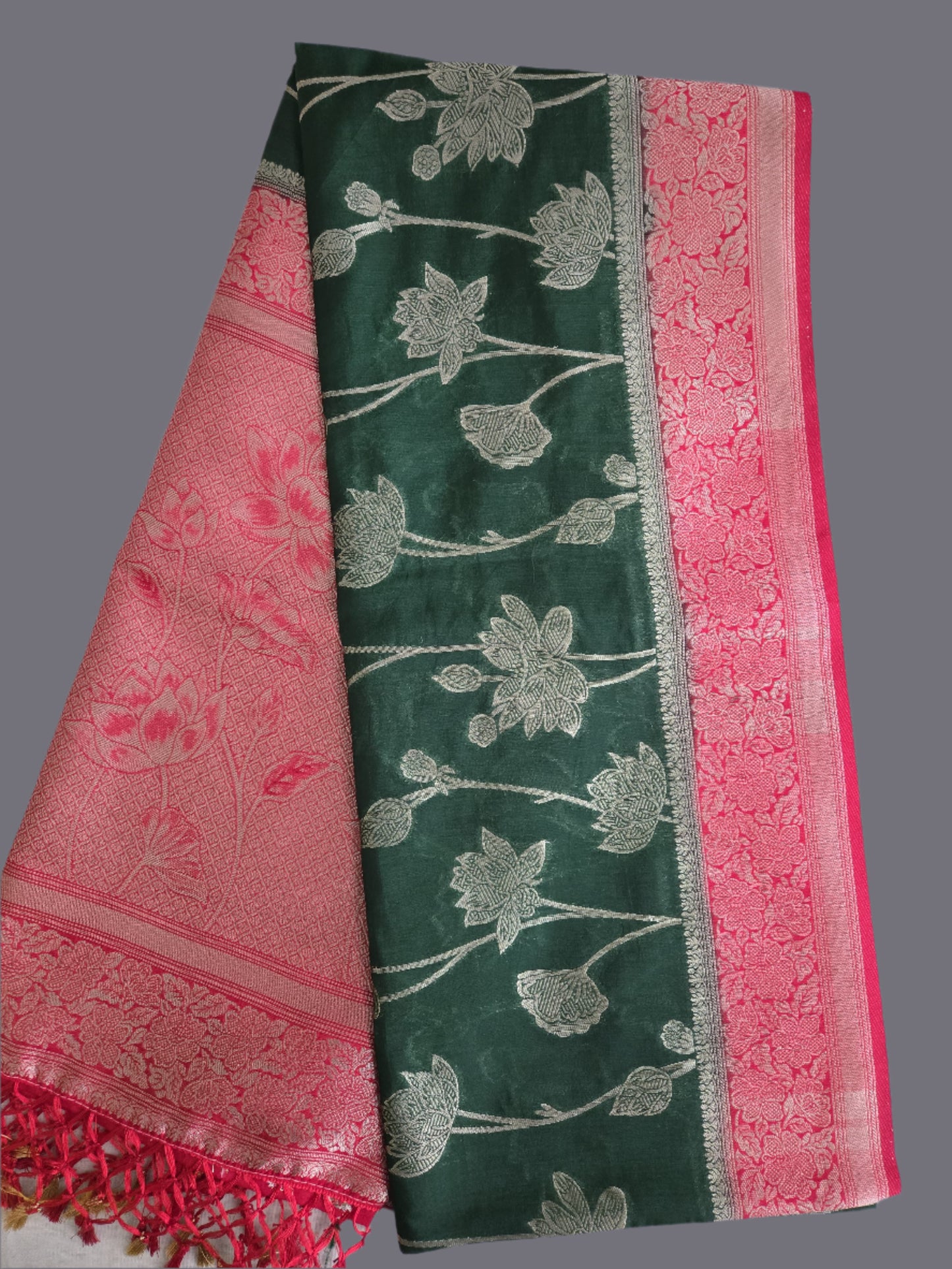 Soft Silk Sarees USA| Elegant Resham Semi Silk Saree with Running Blouse – Lightweight & Graceful Drape Bottle Green