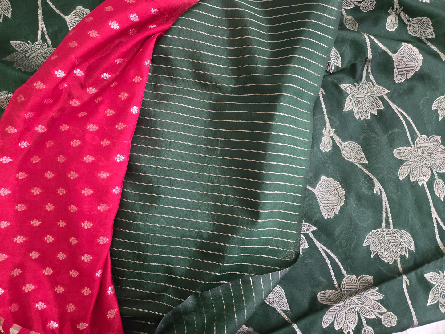 Soft Silk Sarees USA| Elegant Resham Semi Silk Saree with Running Blouse – Lightweight & Graceful Drape Bottle Green