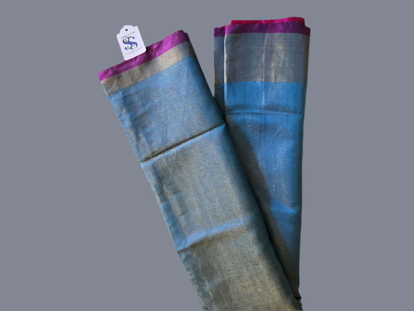 Pure Uppada Pattu Tissue Silk Saree with Pallu Design Blue and Majenta