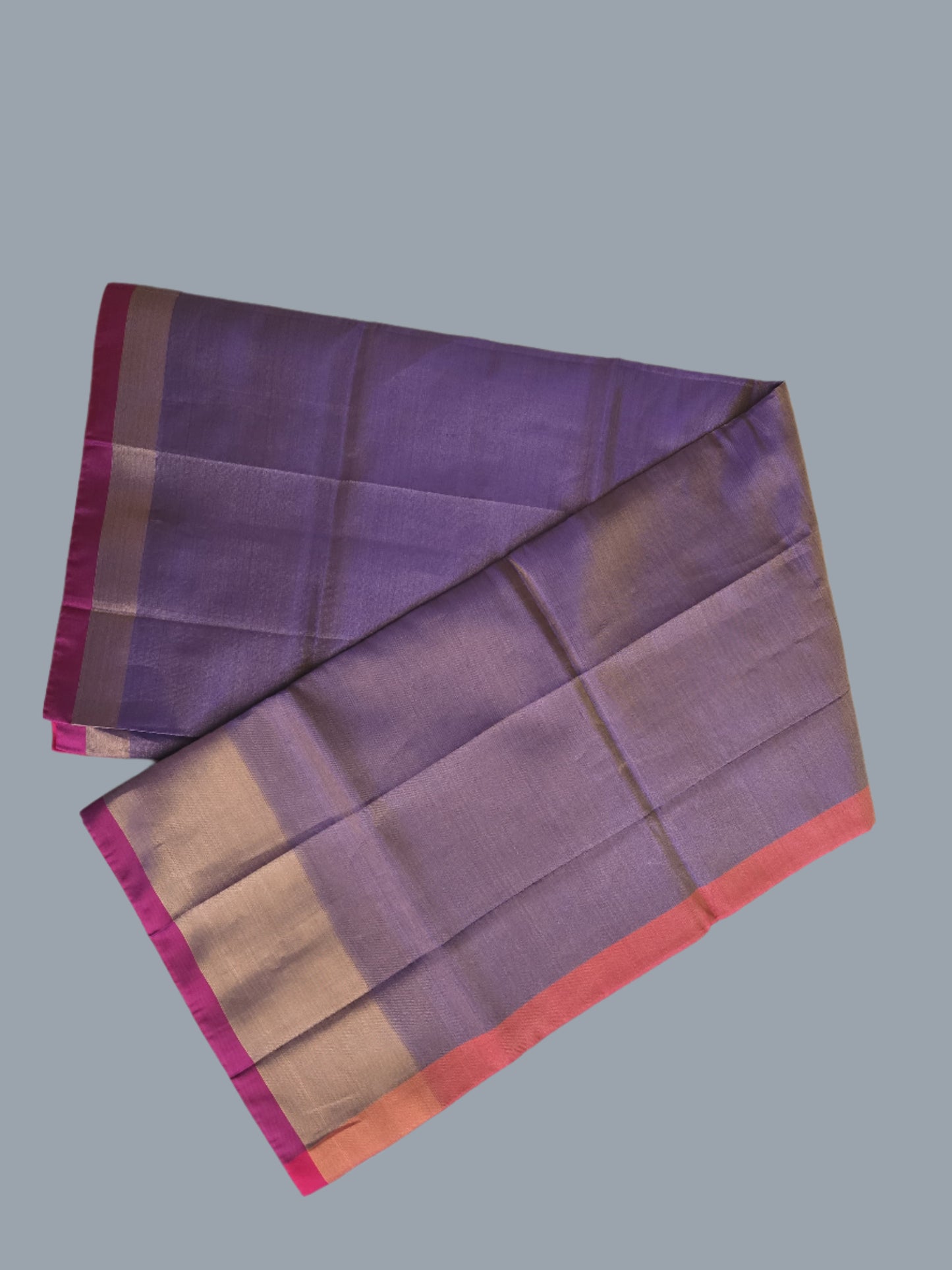 Pure Uppada Pattu Tissue Silk Saree with Contrast Pallu Design Purple & Orange