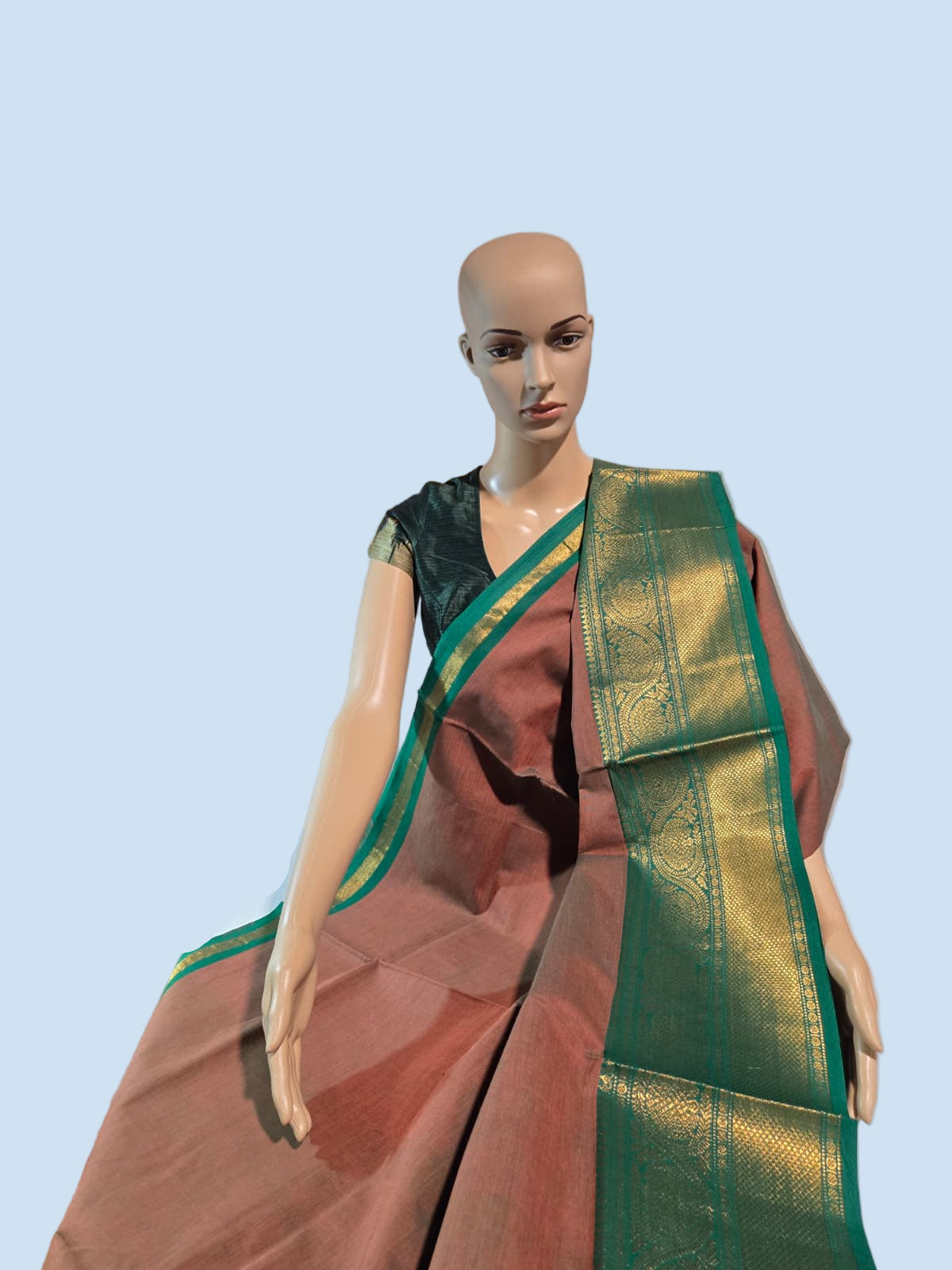Buy Pure Handloom Kanchi Cotton Saree with beautiful Pallu Online USA – Traditional Saree