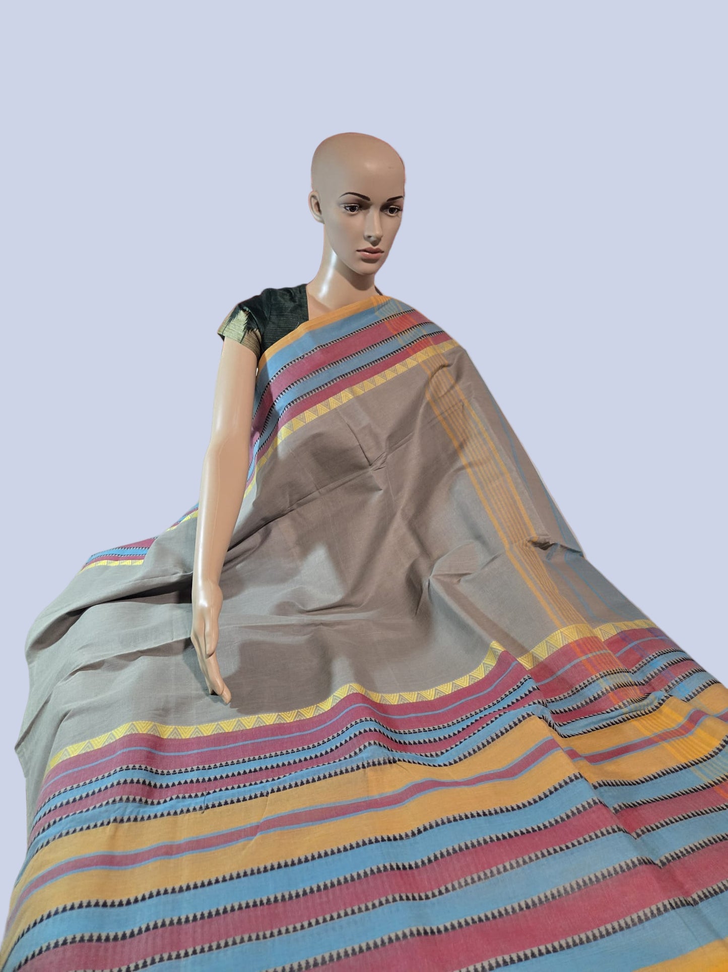 Buy Pure Handloom Kanchi Cotton Saree with Rich Contrast Pallu Online USA – Traditional Saree