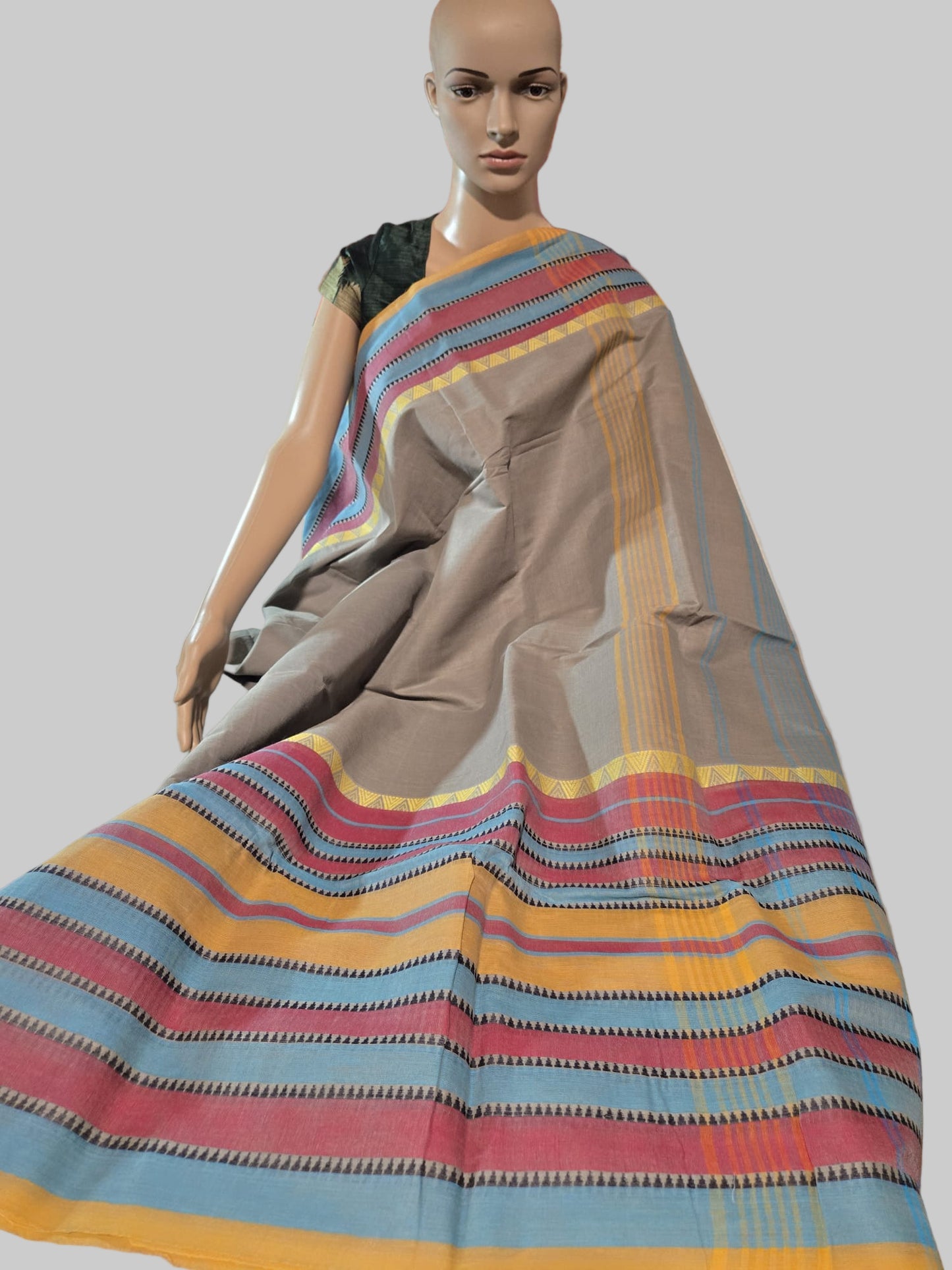 Buy Pure Handloom Kanchi Cotton Saree with Rich Contrast Pallu Online USA – Traditional Saree