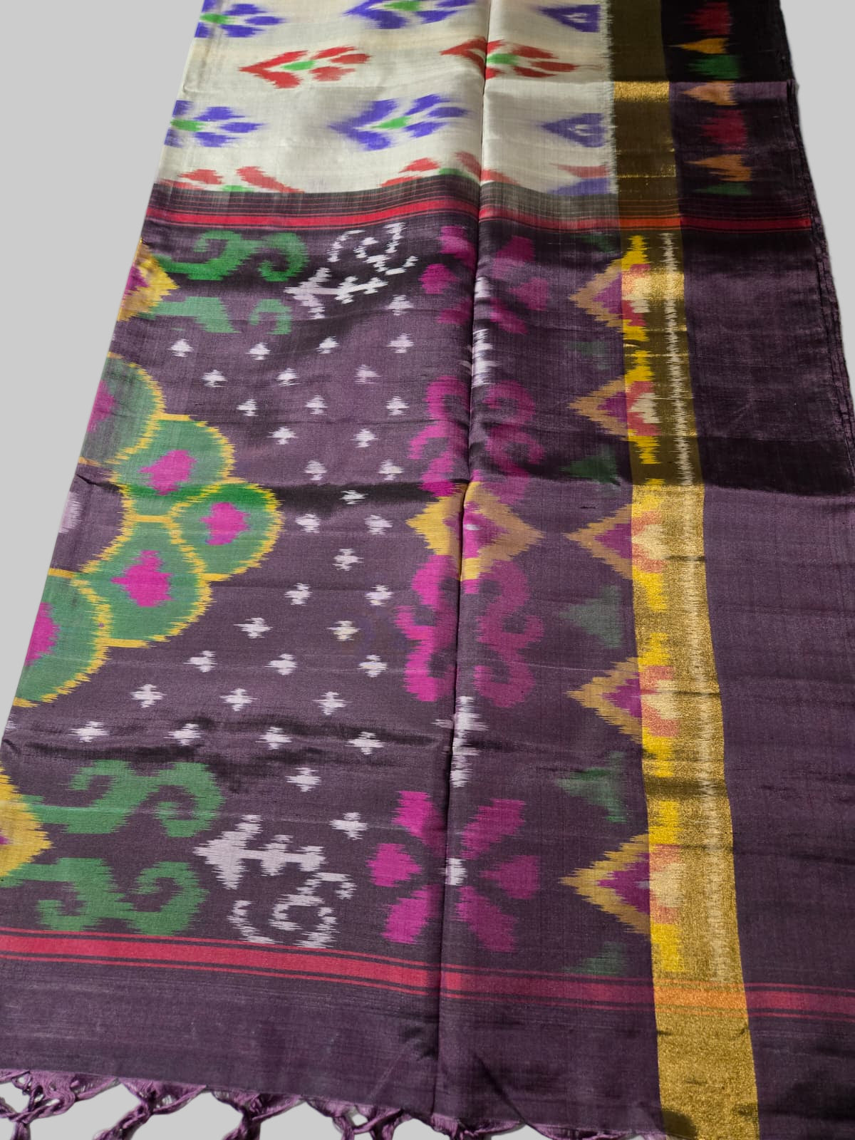 Pure Pattu Soft Silk Double Wrap Pochampalli Pure Silk Saree – Traditional Handwoven Elegance
