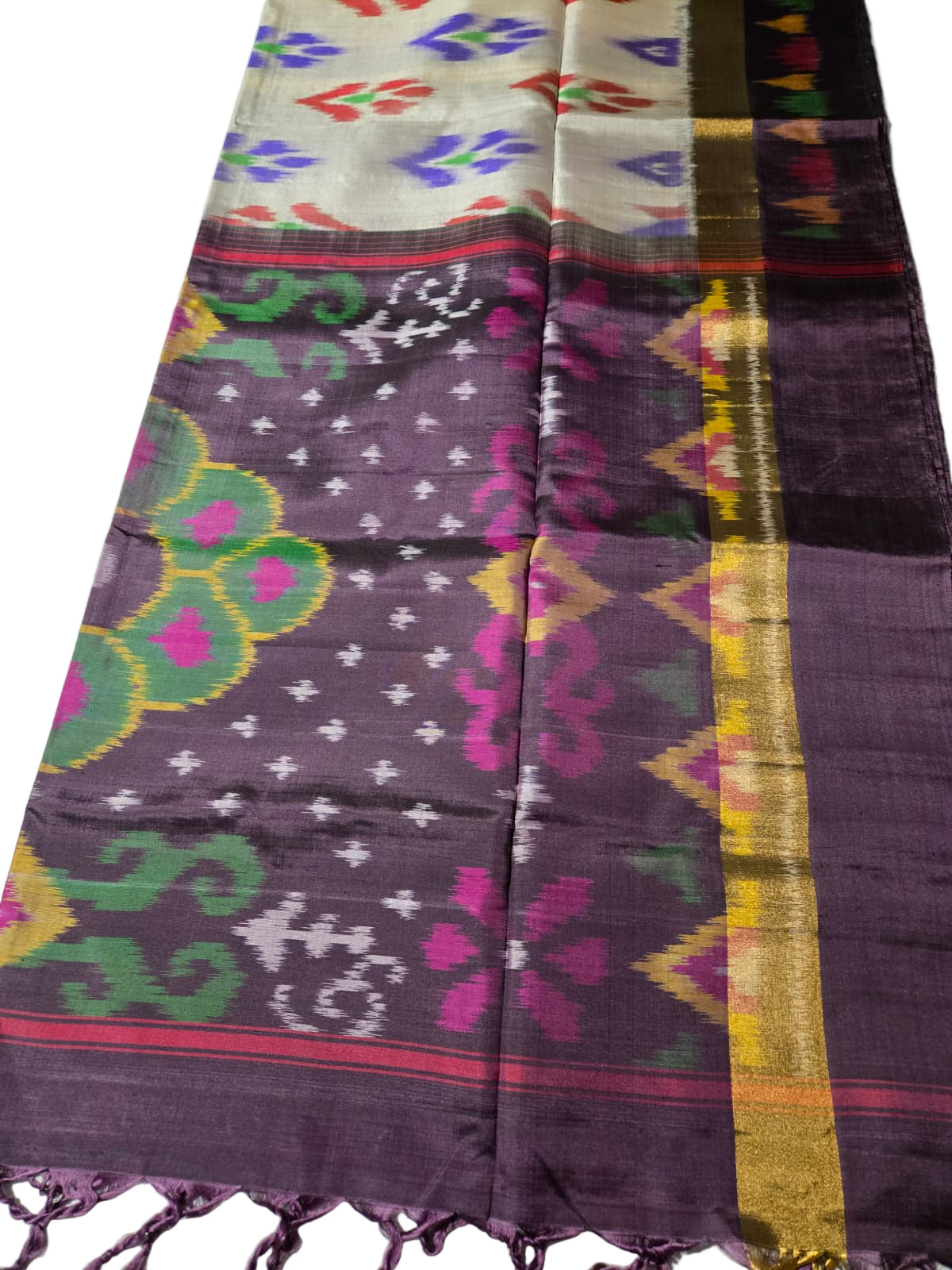 Pure Pattu Soft Silk Double Wrap Pochampalli Pure Silk Saree – Traditional Handwoven Elegance