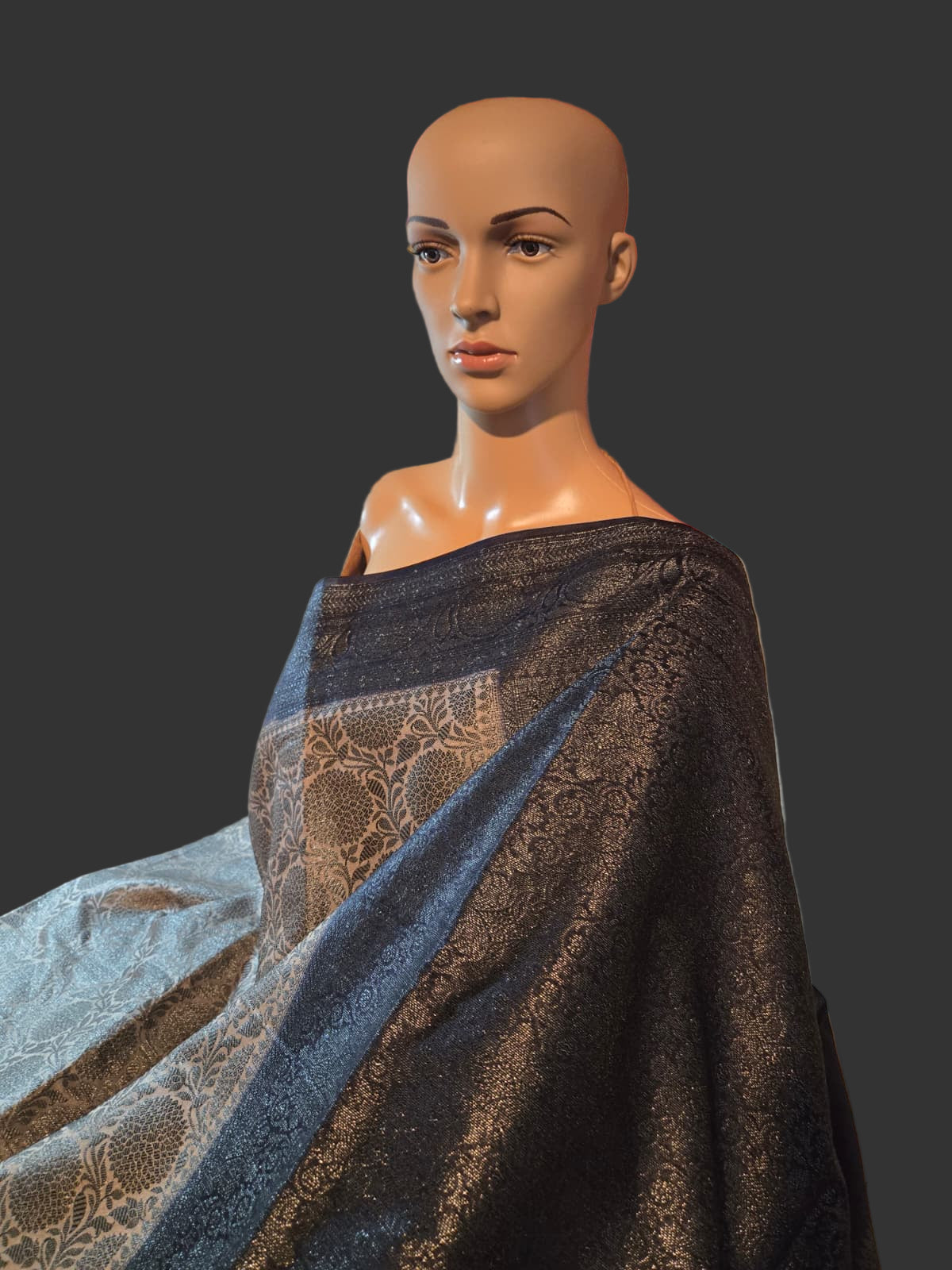 Black Embrodery Design Banarasi Border Light Grey Soft Georgette Banarasi Saree