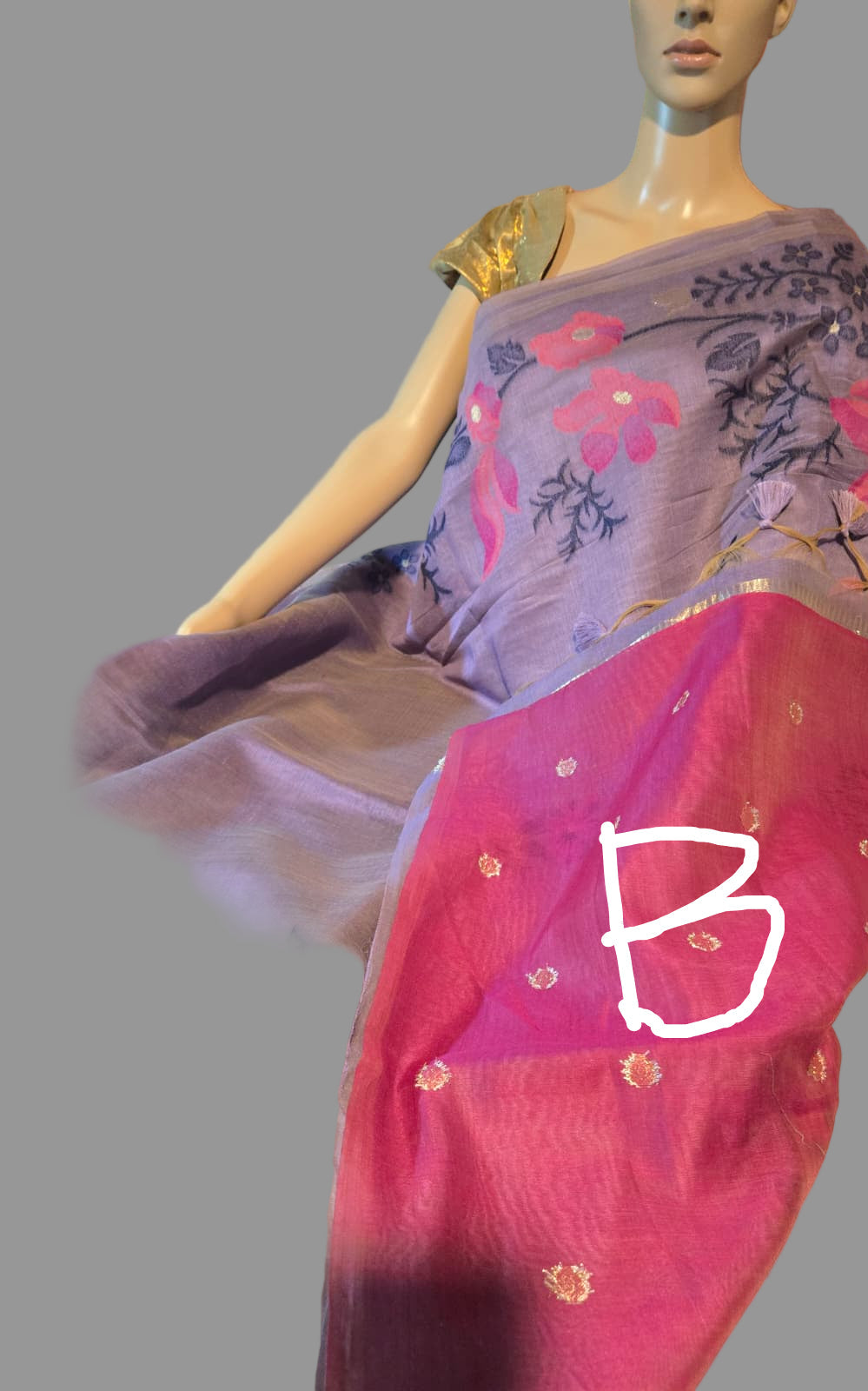 Lavender Munga Cotton Saree with Thread Woven Buttas – Lightweight & Elegant