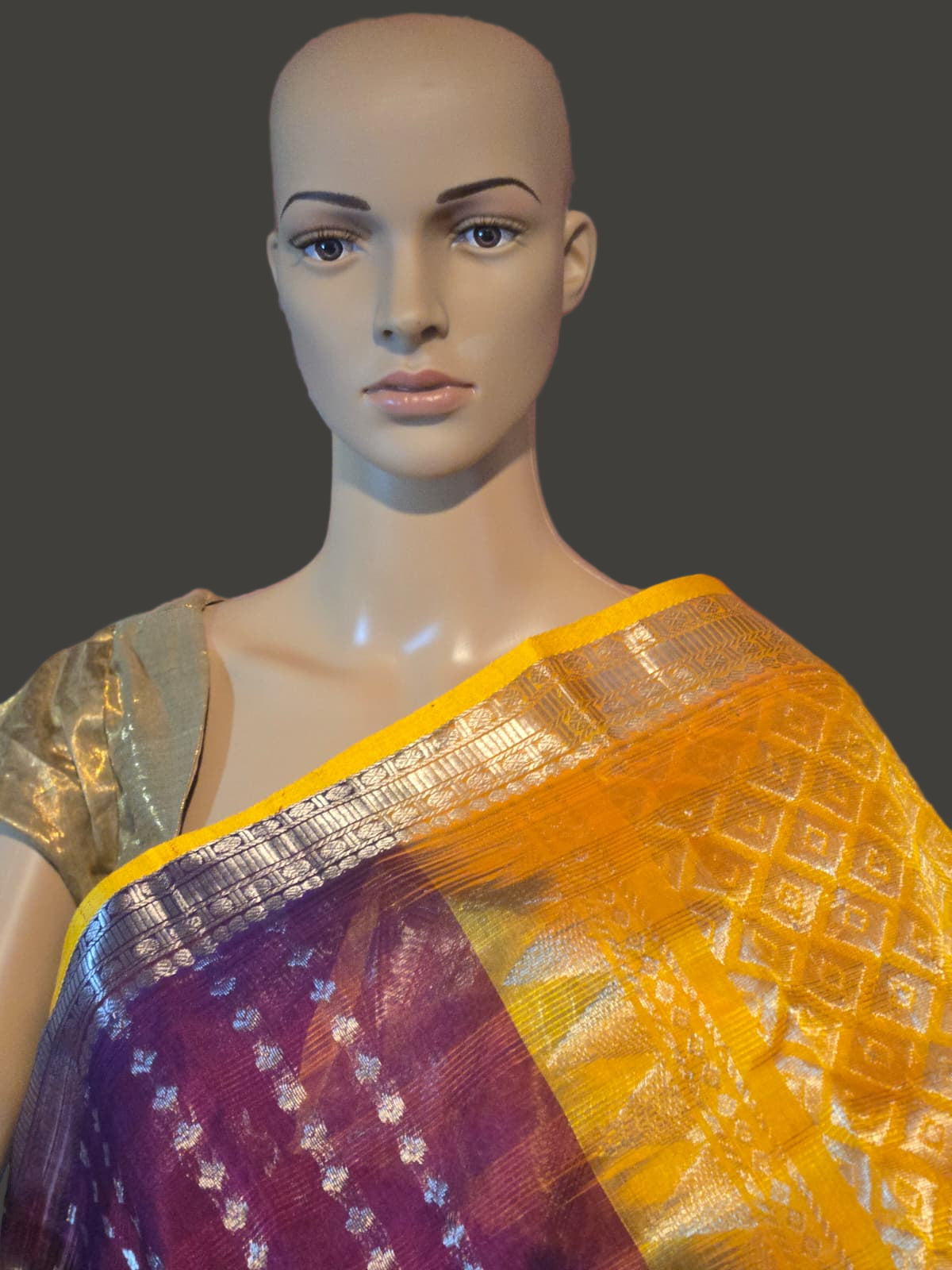 Pure Silk Handloom Saree in Maroon with Yellow Contrast Border – Traditional Silk Saree for Weddings & Festivals
