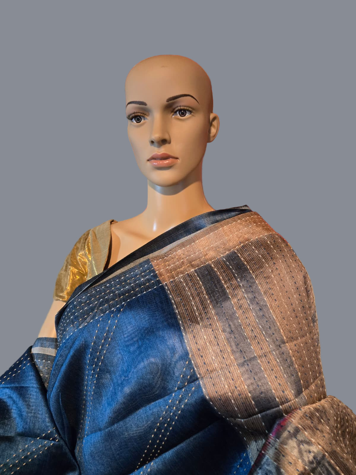 Art Silk Cotton Saree Elephant Print Ikkat Saree Fancy Saree Thread work Saree Blue USA