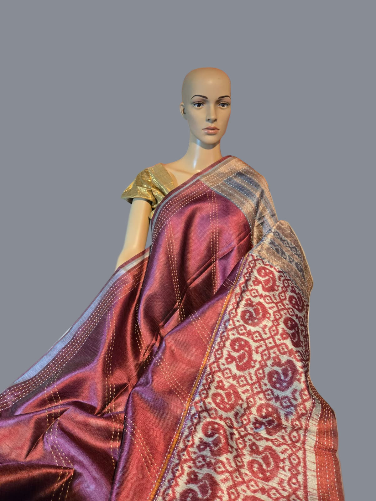 Art Silk Saree Cotton Saree Fancy Saree Ikkat Print Thread work Saree in Maroon