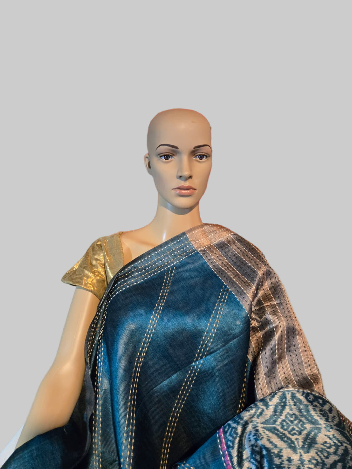 Art Silk Saree Cotton Saree Fancy Saree Ikkat Print Thread work Saree in Sky Blue