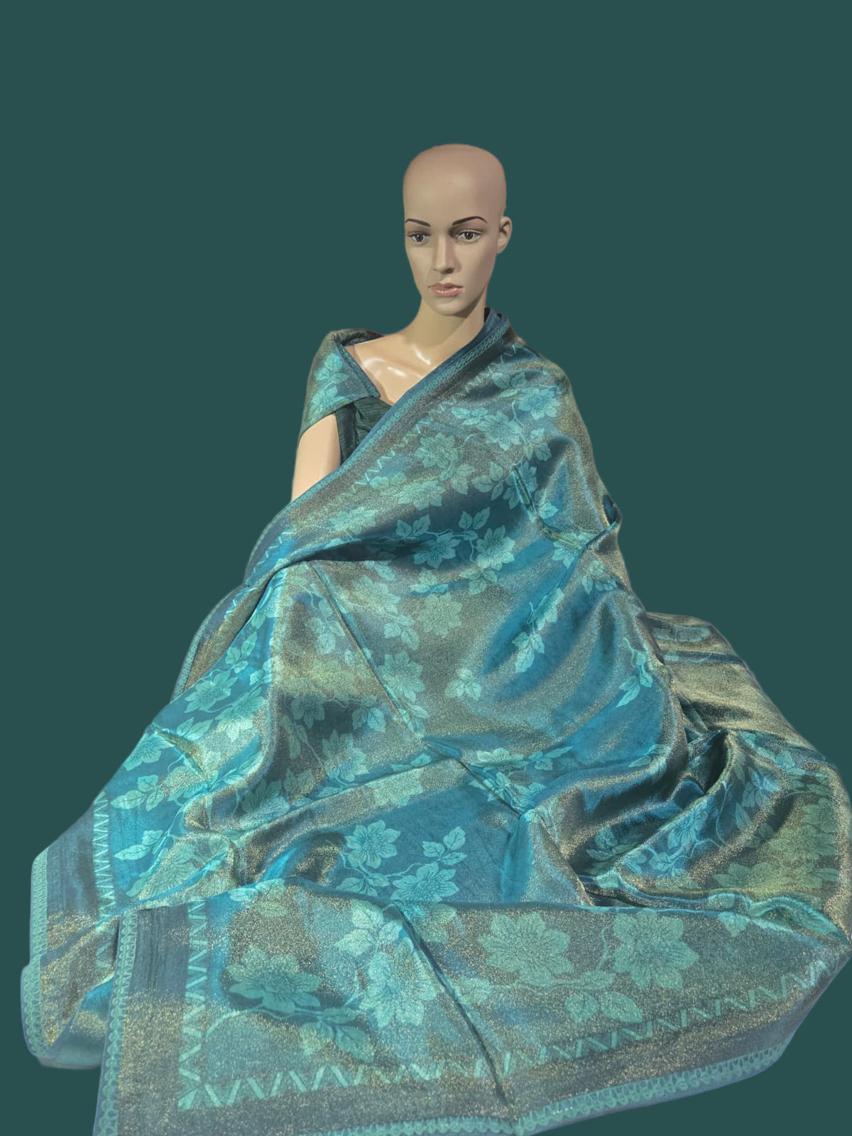 Buy Green Tissue Viscose Printed Saree Online – Buy Sarees from Texas