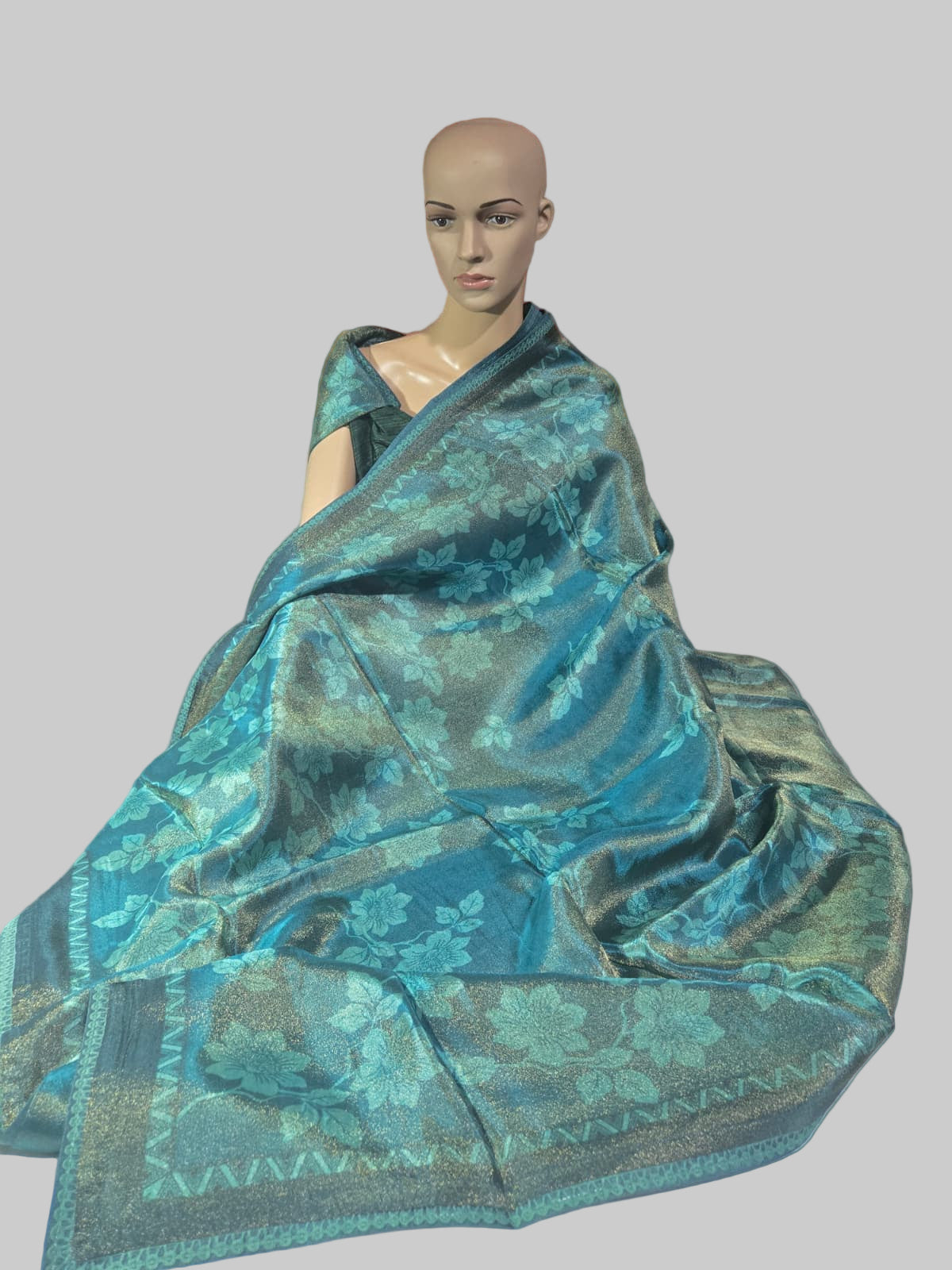 Buy Green Tissue Viscose Printed Saree Online – Buy Sarees from Texas