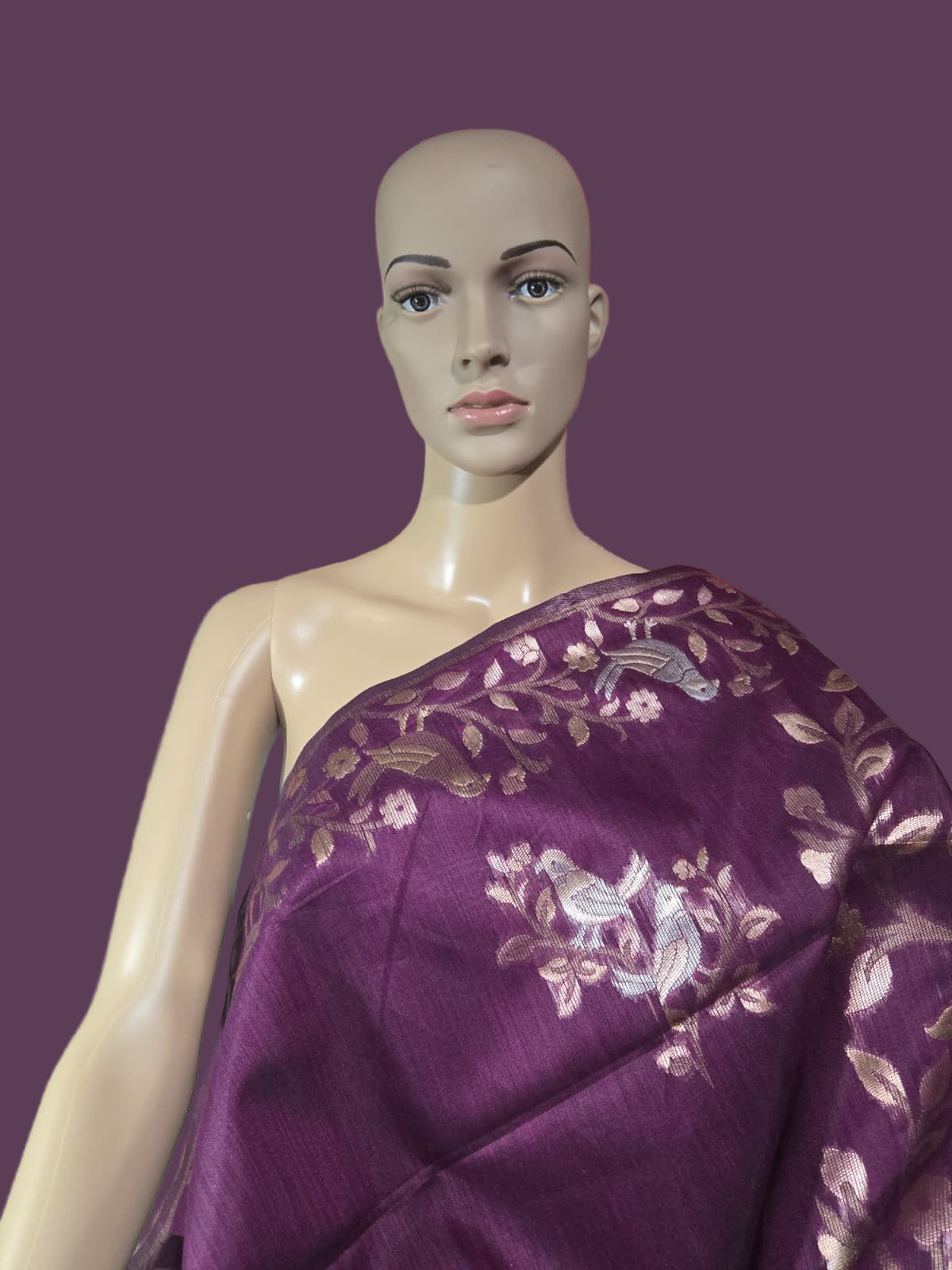 Handloom Khadi Cotton Silk Jamdani Saree – Lightweight & Elegant Traditional Weave Embroidery-wine