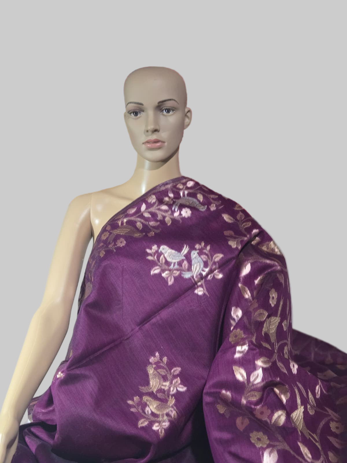 Handloom Khadi Cotton Silk Jamdani Saree – Lightweight & Elegant Traditional Weave Embroidery-wine