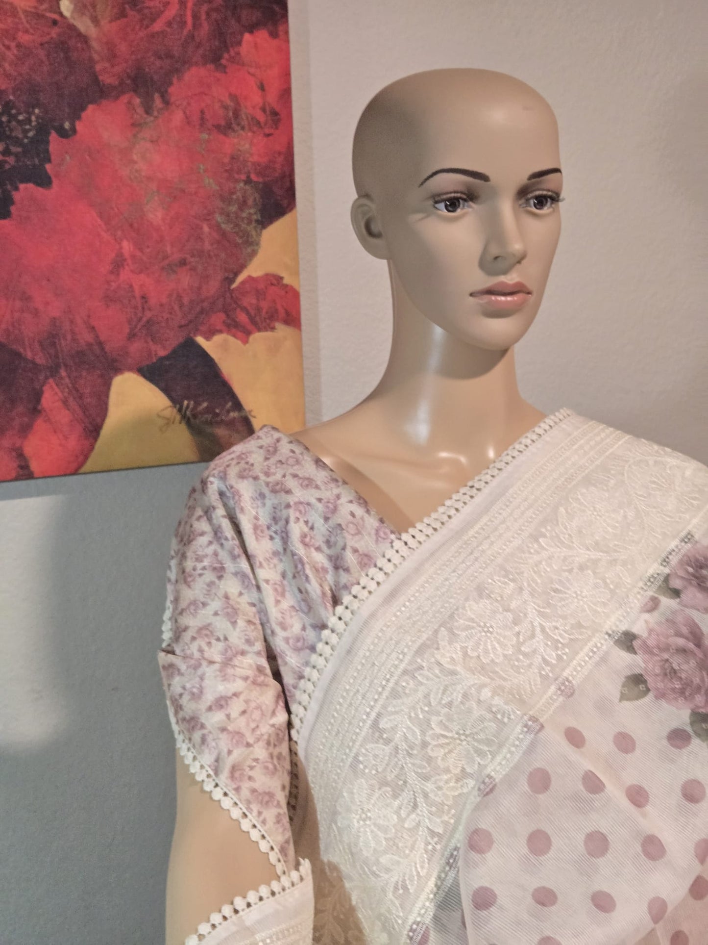 Exclusive Sarees buy from USA Silk Kota Saree with Floral Body & Lucknow Work Border – Summer Exclusive Collection Buy from USA