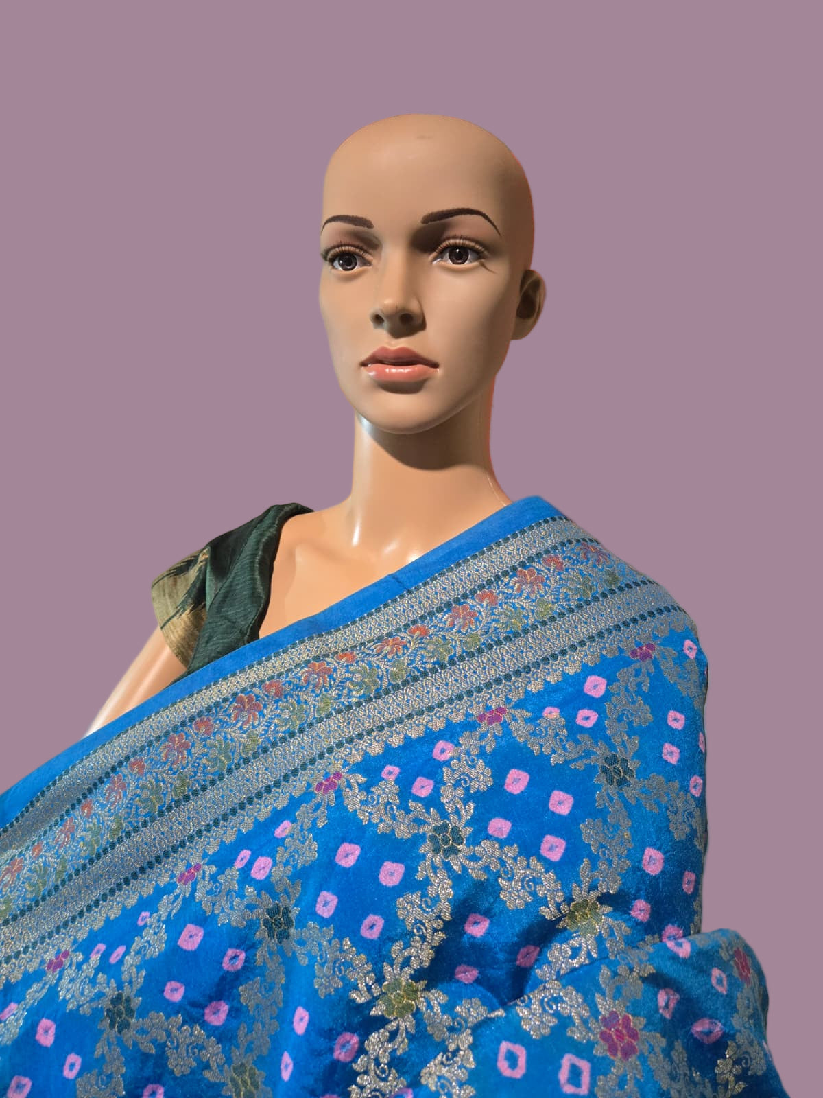 Banarasi Bandhni Pure Soft Dupion Silk Saree | Gharchola Zari Work | Handcrafted Design | Buy Soft Silk Saree from USA