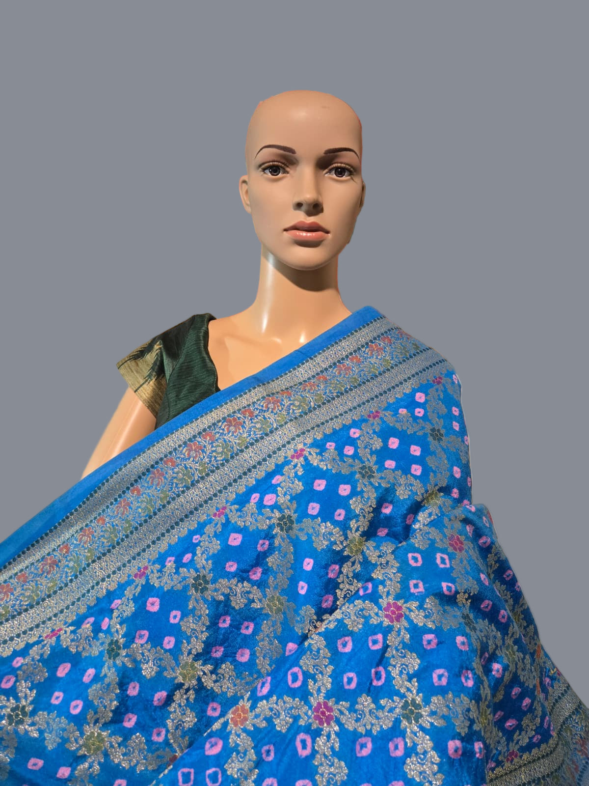 Banarasi Bandhni Pure Soft Dupion Silk Saree | Gharchola Zari Work | Handcrafted Design | Buy Soft Silk Saree from USA