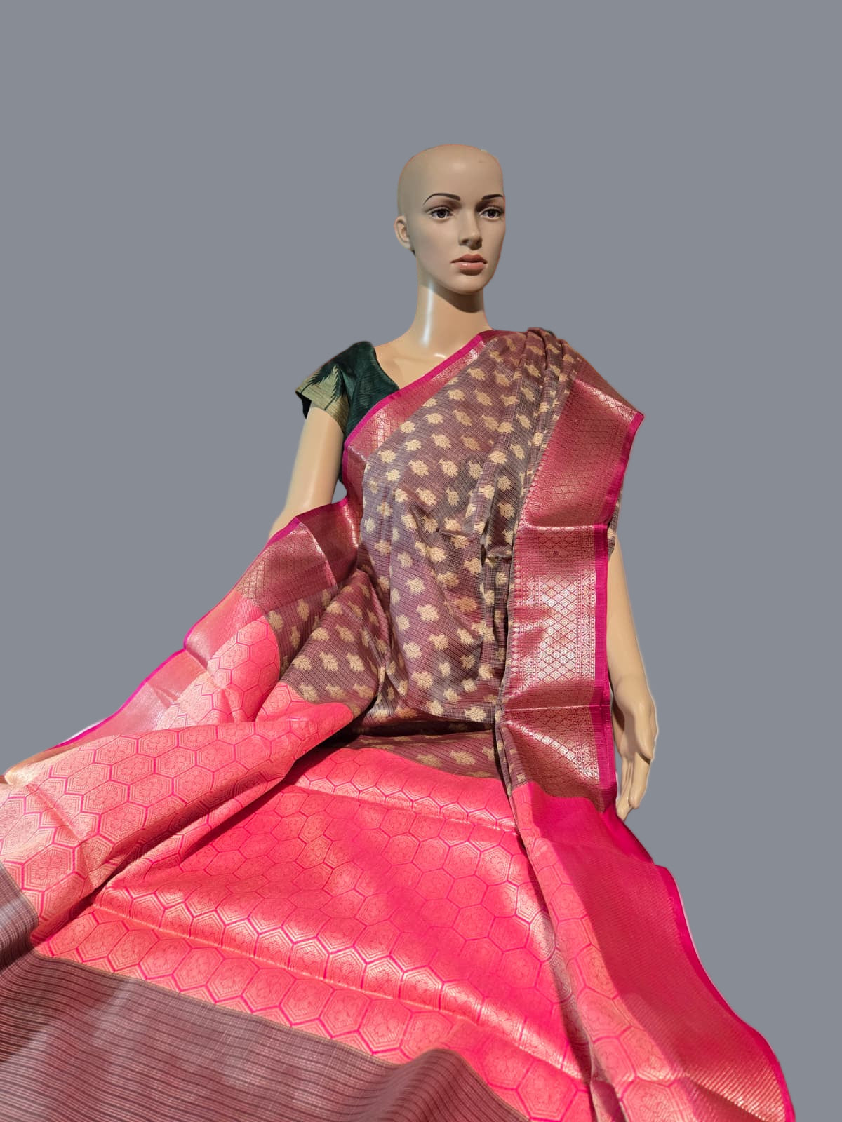 Banaras Chanderi Kota Doria Soft Silk Saree | Allover Zari Buti & Zari Border | Elegant Handwoven Saree Red
