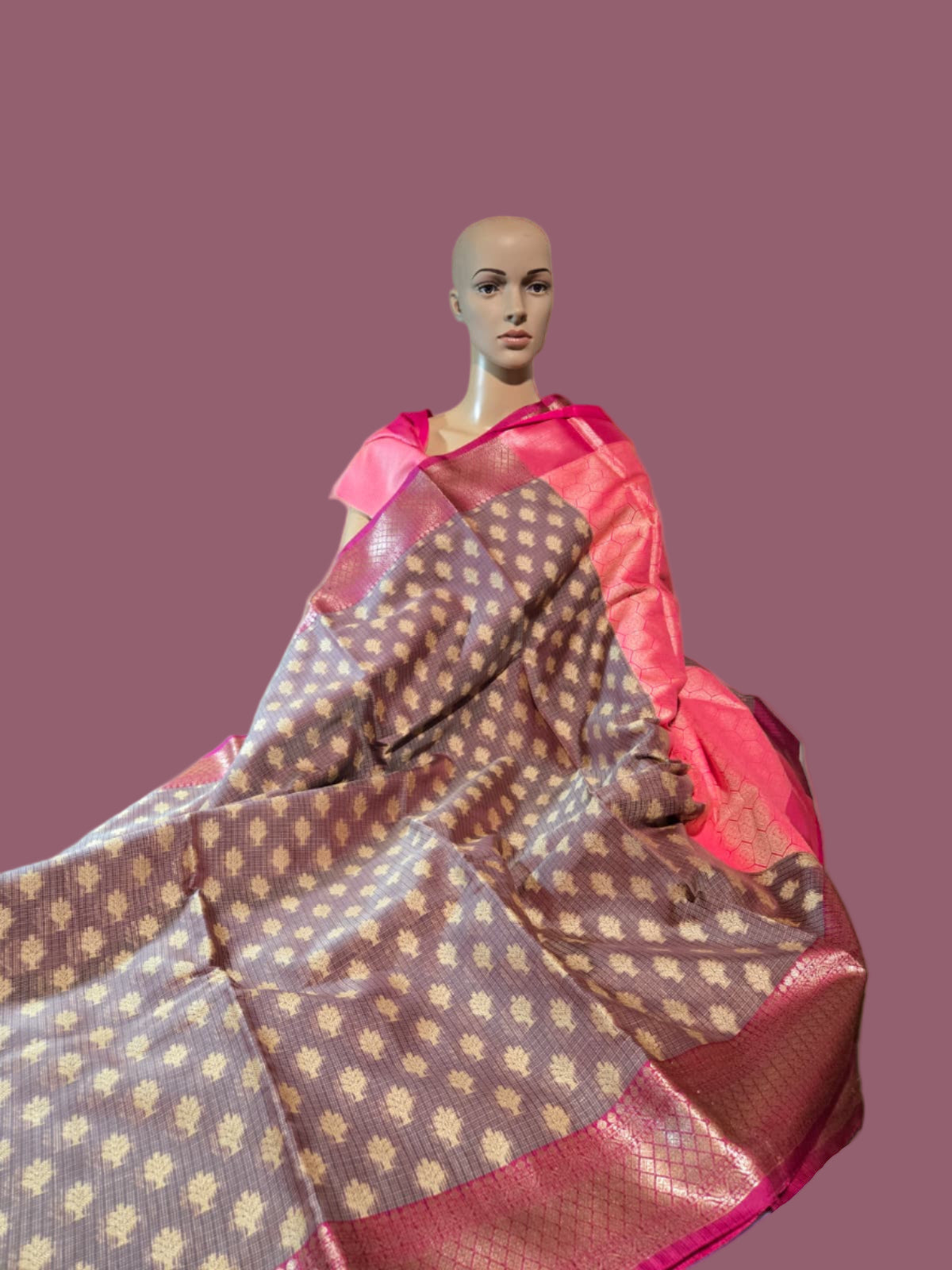 Banaras Chanderi Kota Doria Soft Silk Saree | Allover Zari Buti & Zari Border | Elegant Handwoven Saree Red