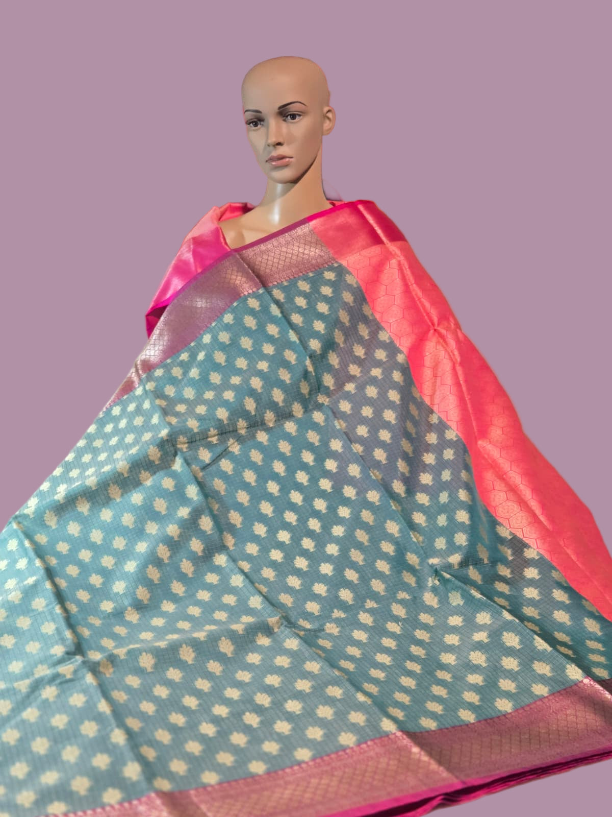 Banaras  Chanderi Kota Very Soft Silk Saree | Allover Zari Buti & Zari Border | Elegant Handwoven Saree Blue