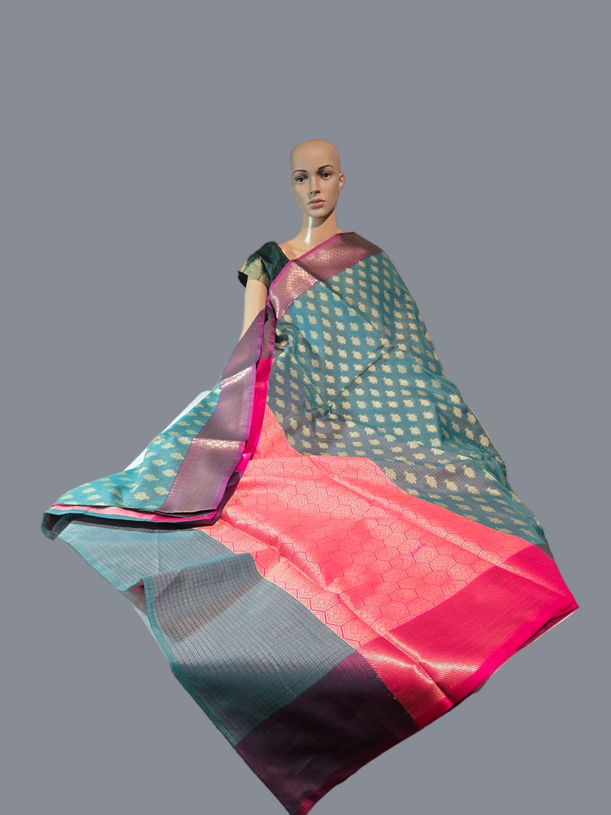 Banaras  Chanderi Kota Very Soft Silk Saree | Allover Zari Buti & Zari Border | Elegant Handwoven Saree Blue