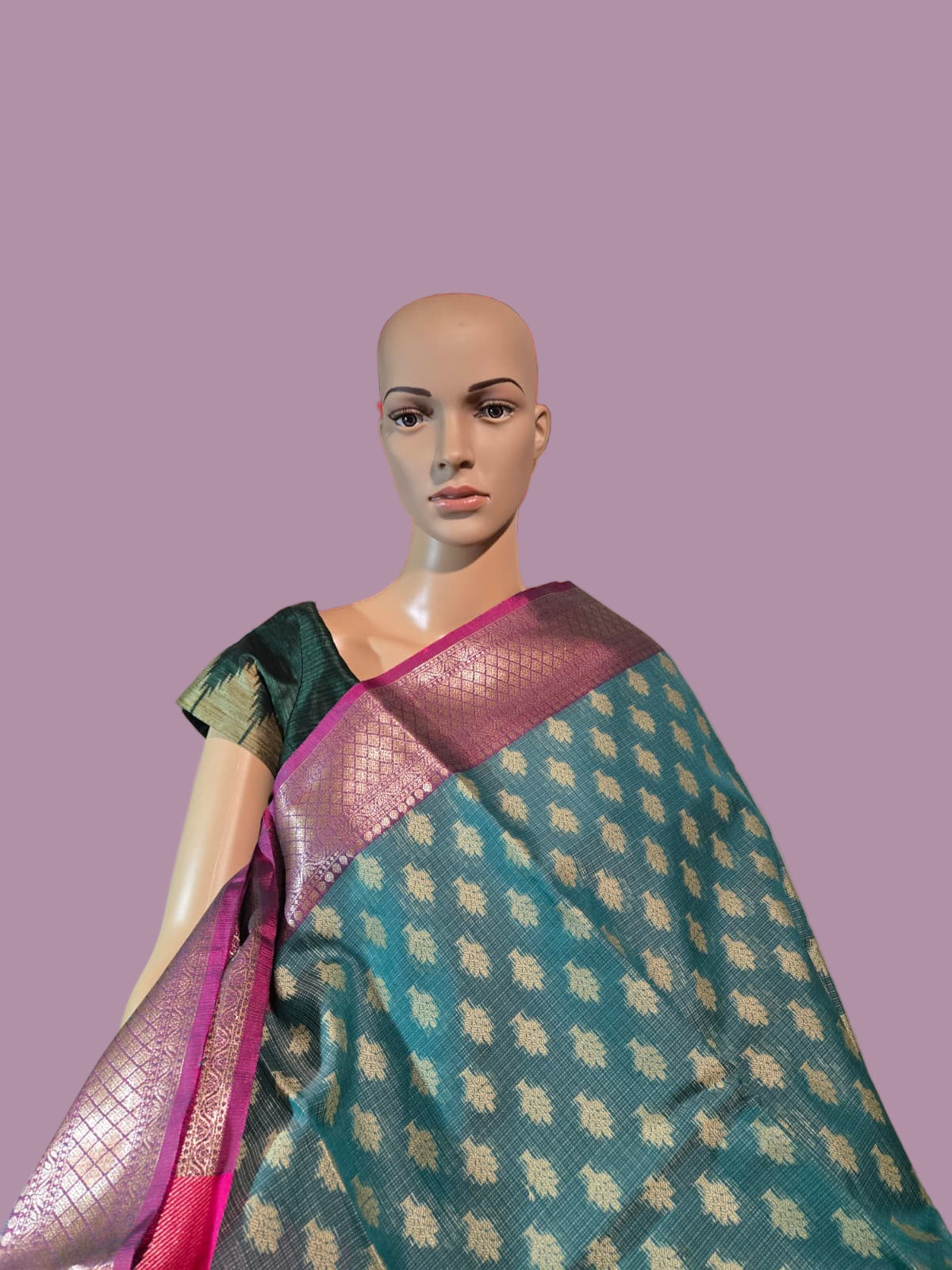 Banaras  Chanderi Kota Very Soft Silk Saree | Allover Zari Buti & Zari Border | Elegant Handwoven Saree Blue