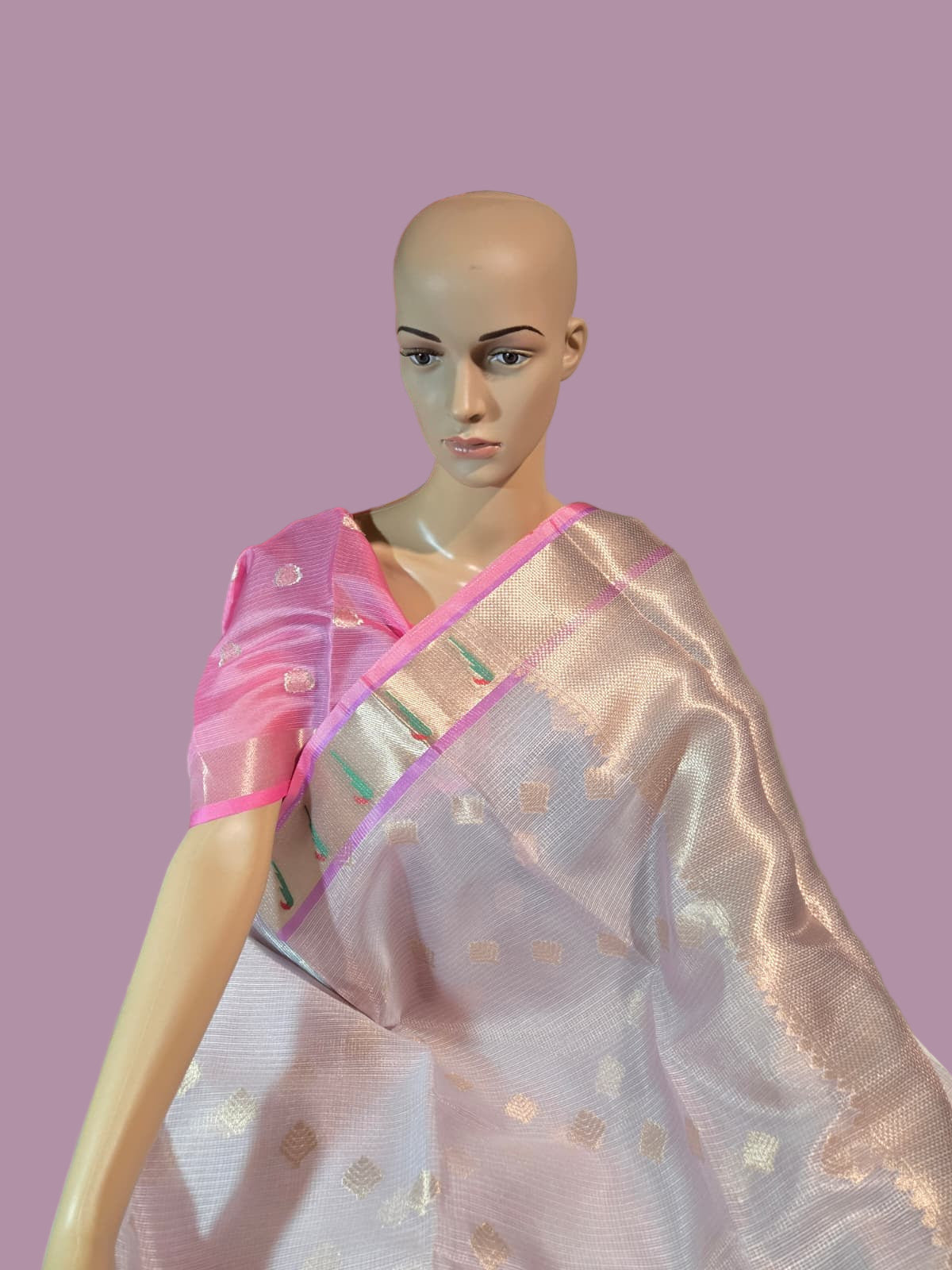Paithani-Style Kota saree with allover Zari-Woven Buttas