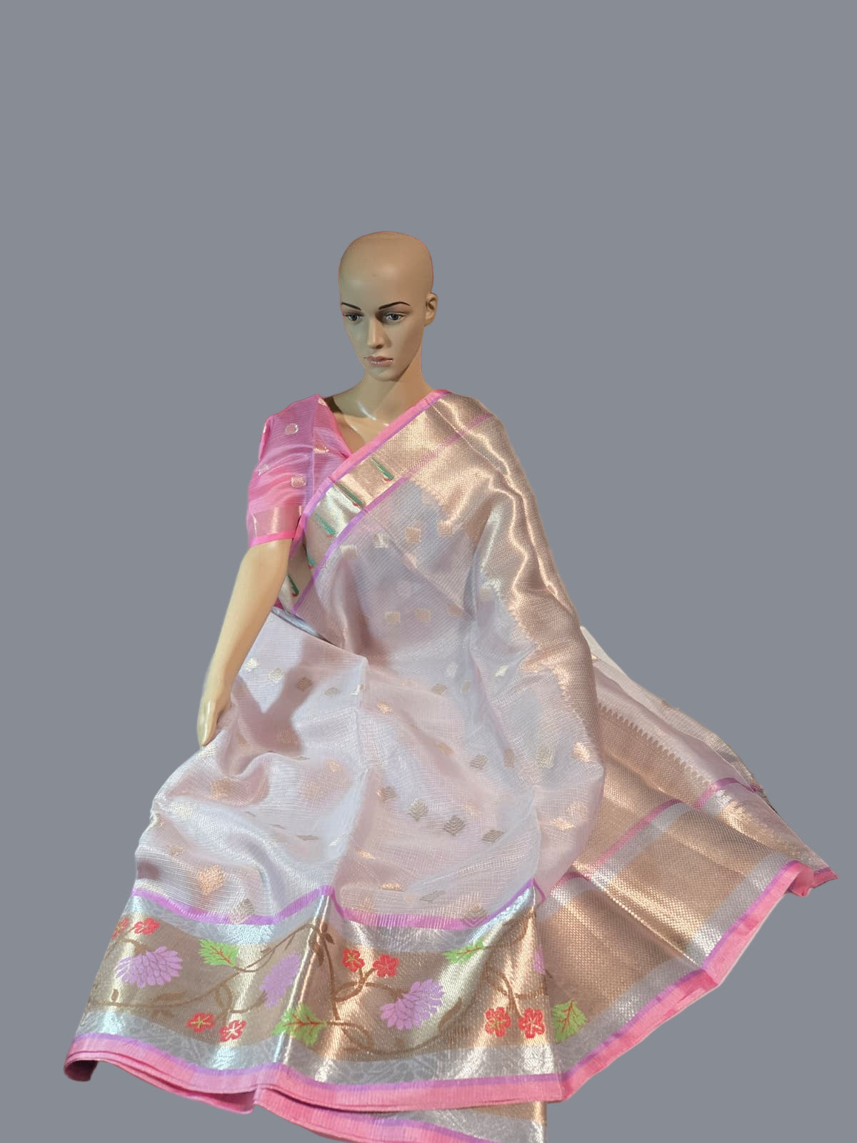 Paithani-Style Kota saree with allover Zari-Woven Buttas