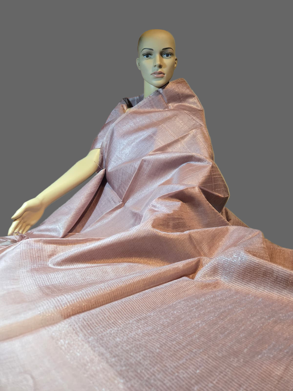 Allover Kanta Stitch  Elegant Tussar Silk Saree USA in Onion Color| Handcrafted Soft Silk Saree | Pastel Silk Saree for Wedding & Festive Wear