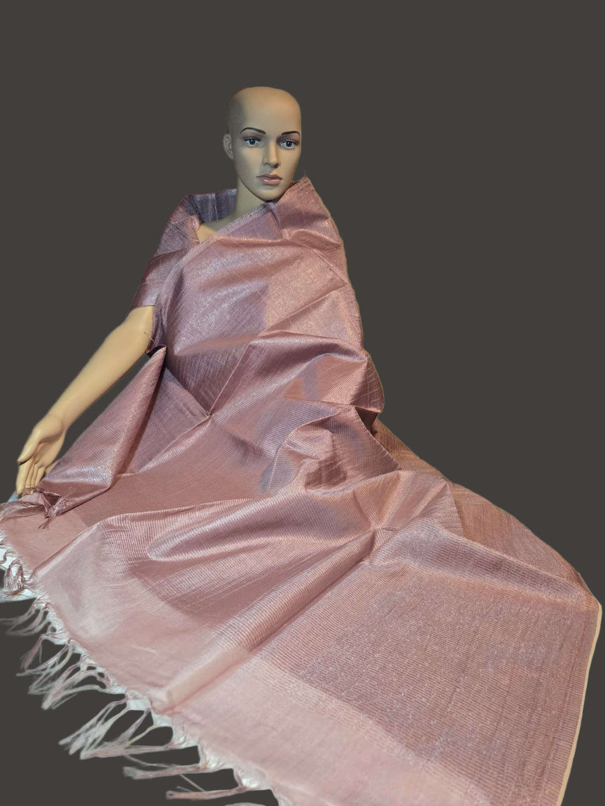 Allover Kanta Stitch  Elegant Tussar Silk Saree USA in Onion Color| Handcrafted Soft Silk Saree | Pastel Silk Saree for Wedding & Festive Wear