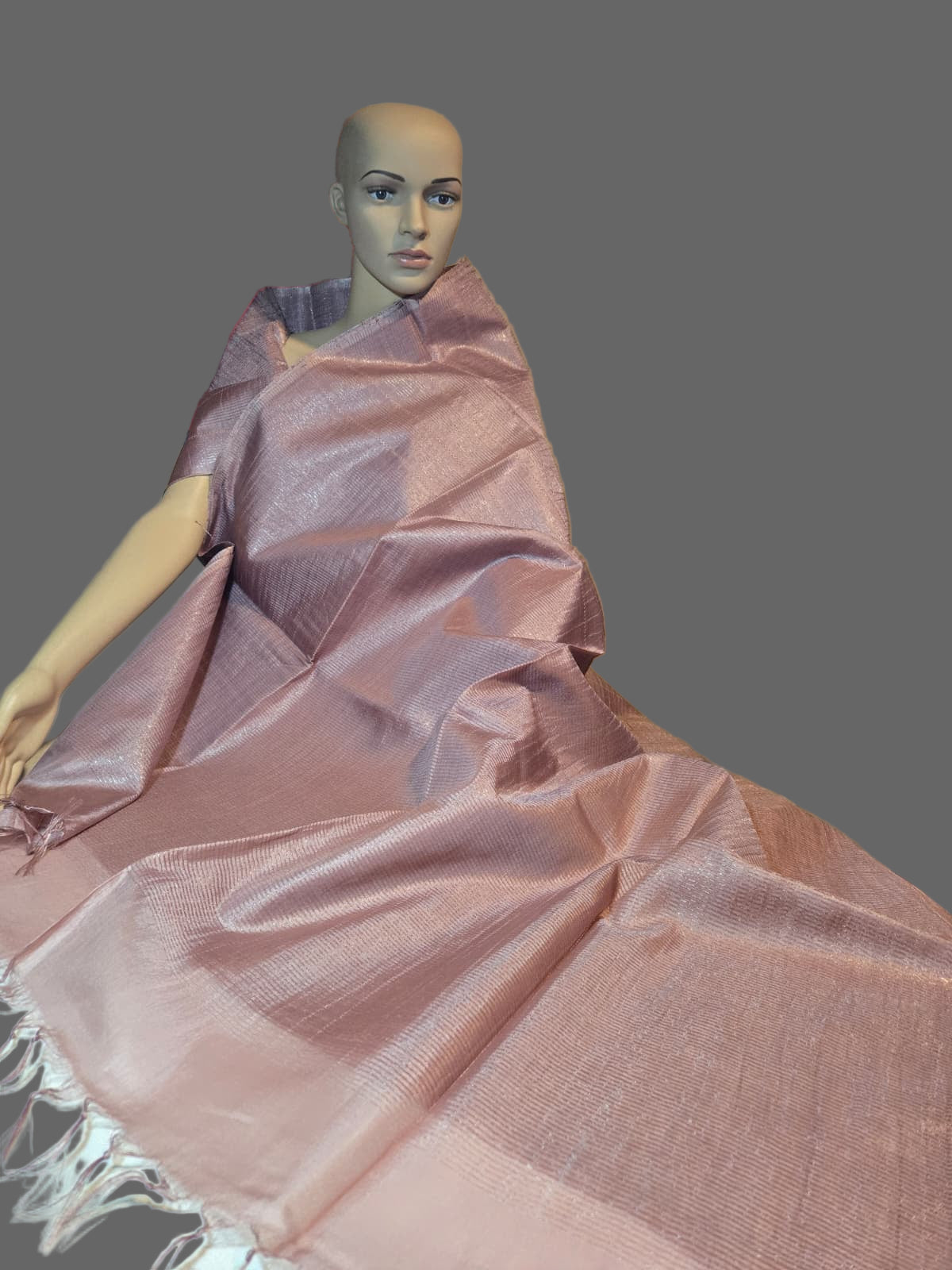 Allover Kanta Stitch  Elegant Tussar Silk Saree USA in Onion Color| Handcrafted Soft Silk Saree | Pastel Silk Saree for Wedding & Festive Wear