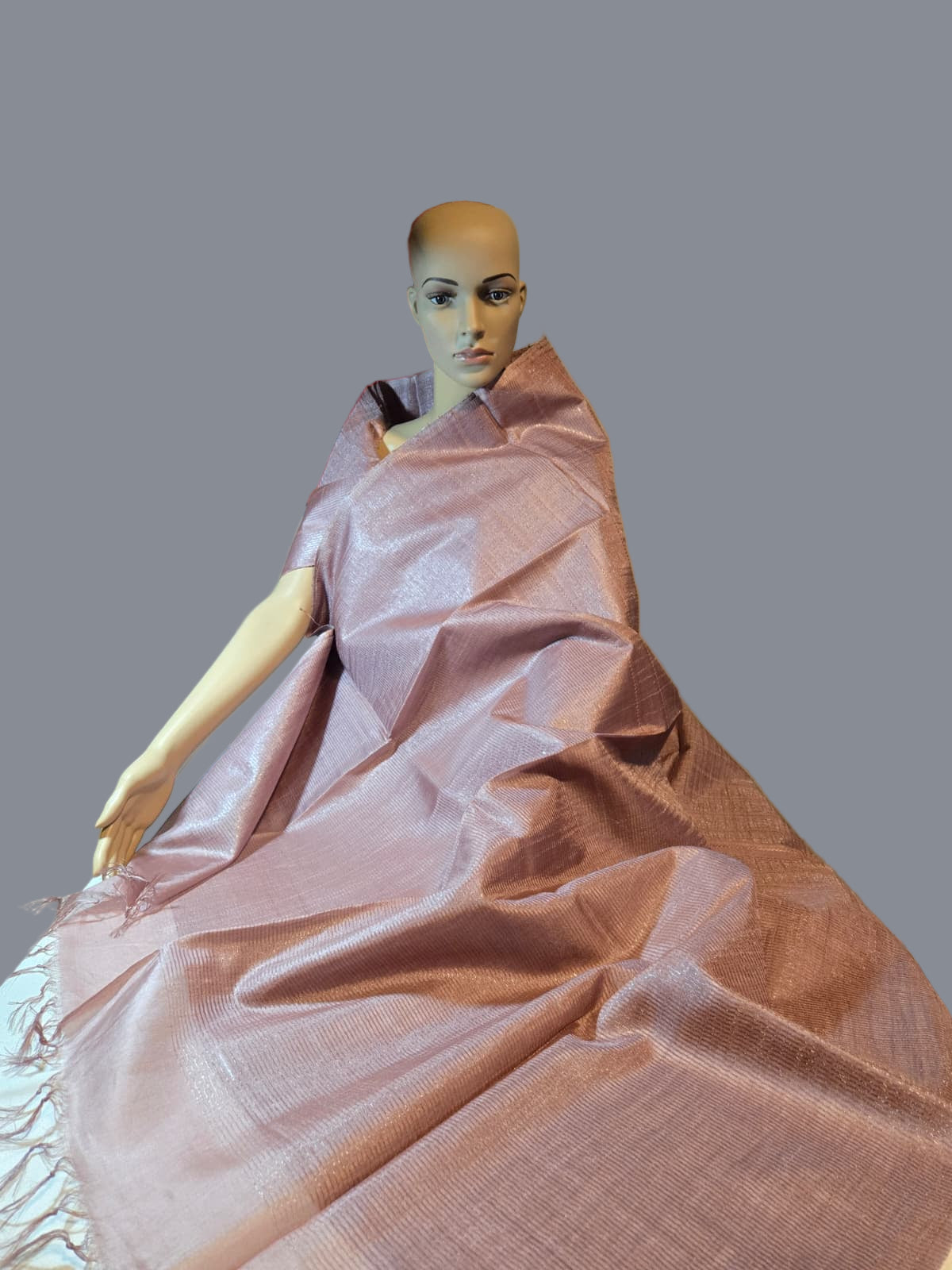 Allover Kanta Stitch  Elegant Tussar Silk Saree USA in Onion Color| Handcrafted Soft Silk Saree | Pastel Silk Saree for Wedding & Festive Wear