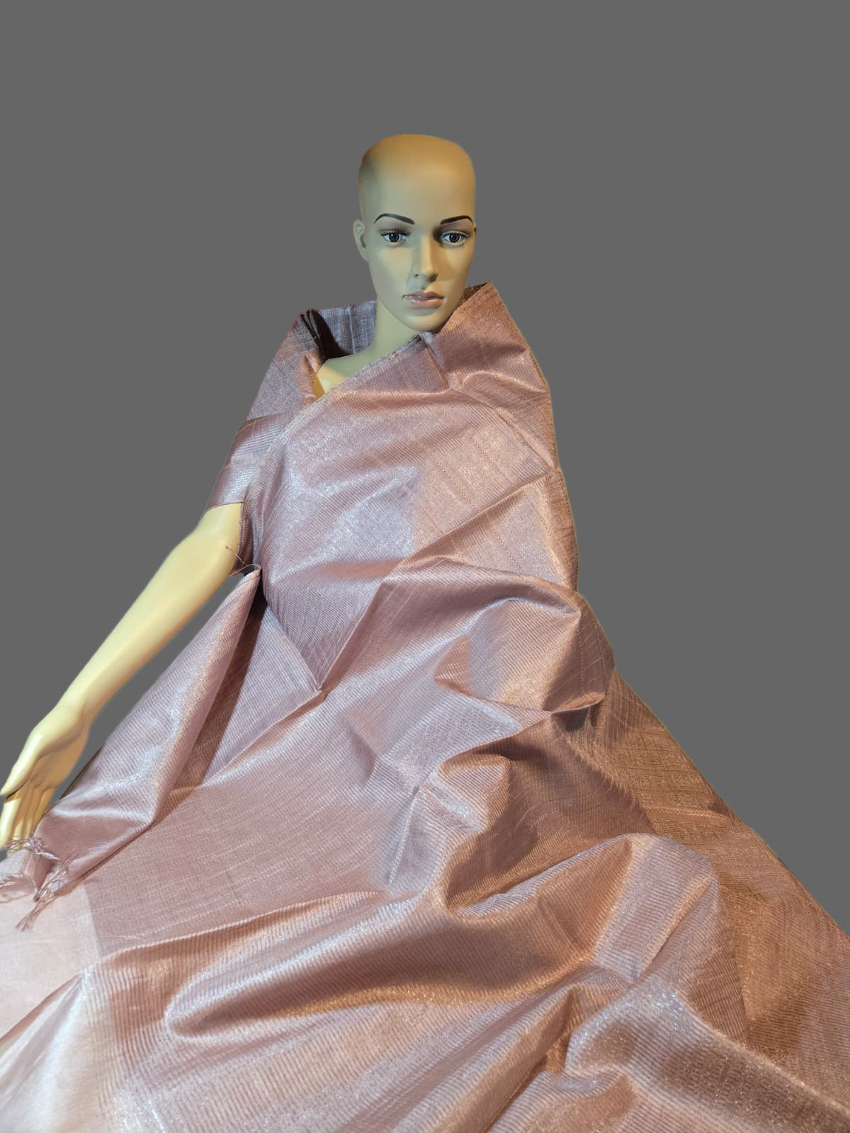 Allover Kanta Stitch  Elegant Tussar Silk Saree USA in Onion Color| Handcrafted Soft Silk Saree | Pastel Silk Saree for Wedding & Festive Wear